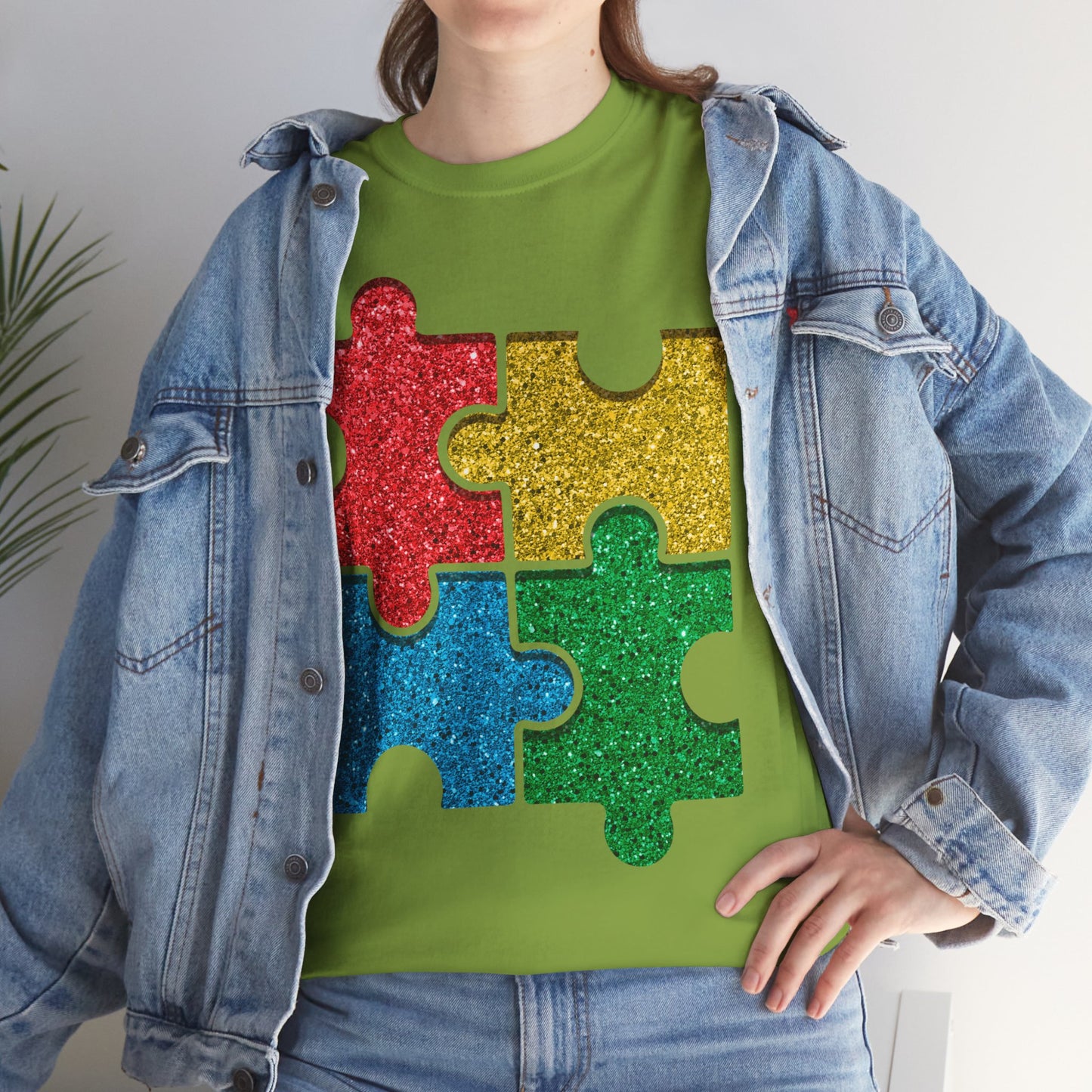 Autism Puzzle Pieces T-shirt Unisex Heavy Cotton