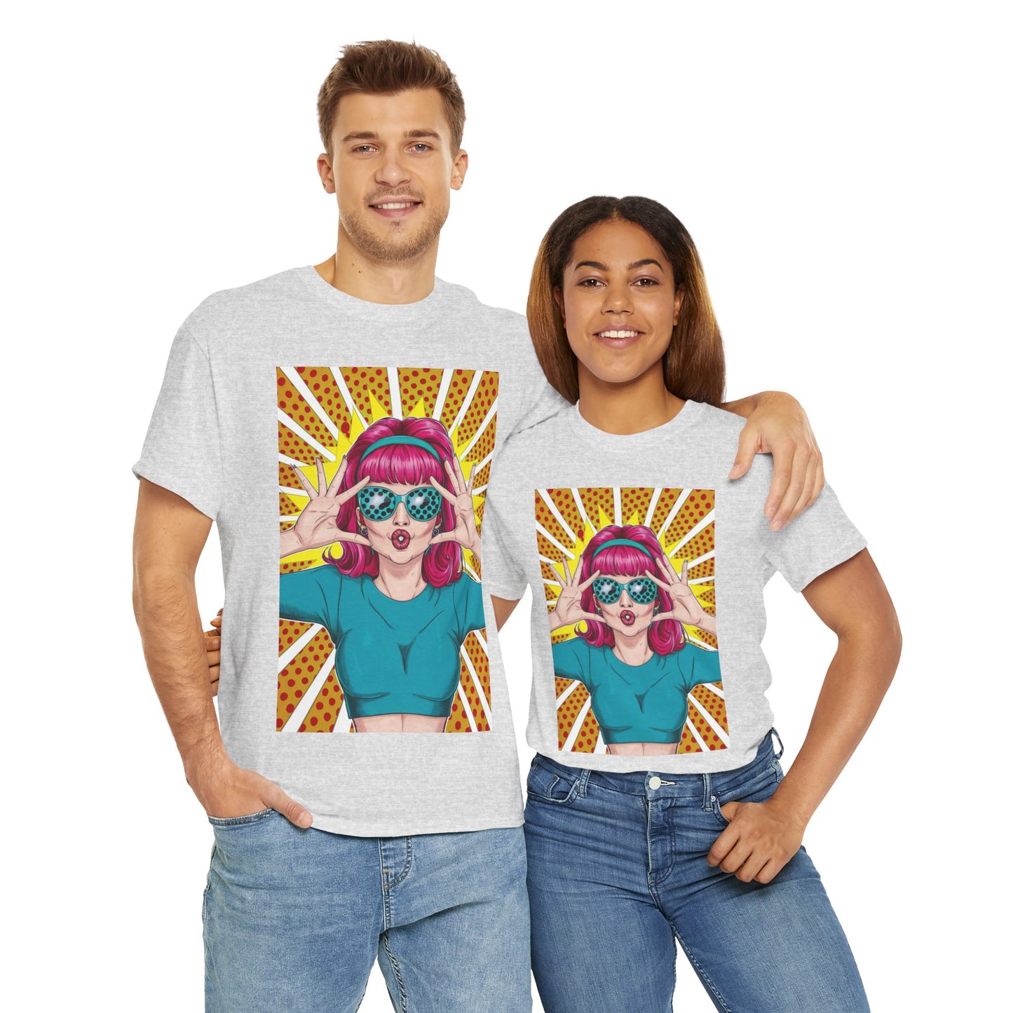 Sexy Retro PopArt Girl Vibrant Colors Unisex heavy cotton Tshirt