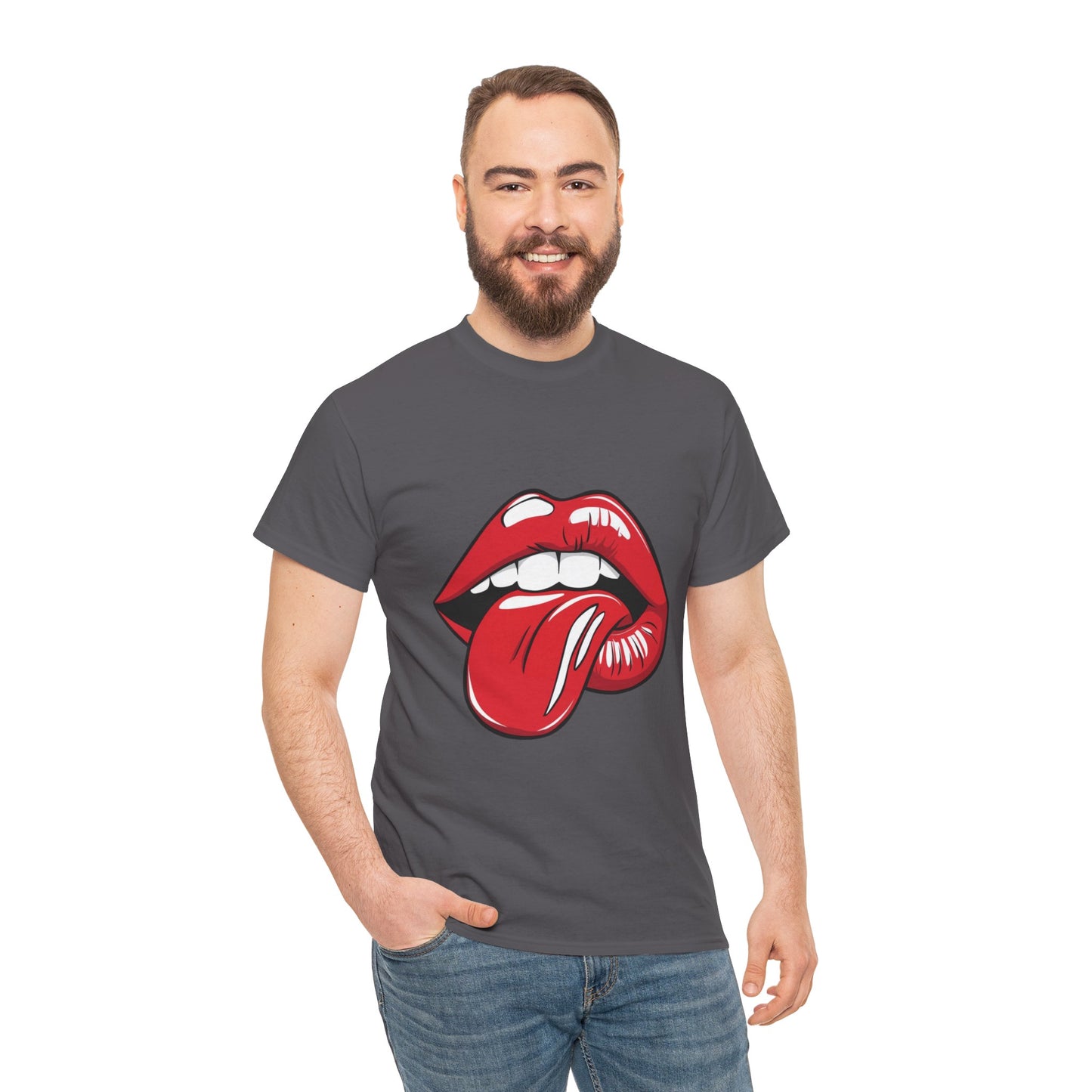 Sexy Retro PopArt Red Lips and Tounge Unisex heavy cotton Tshirt