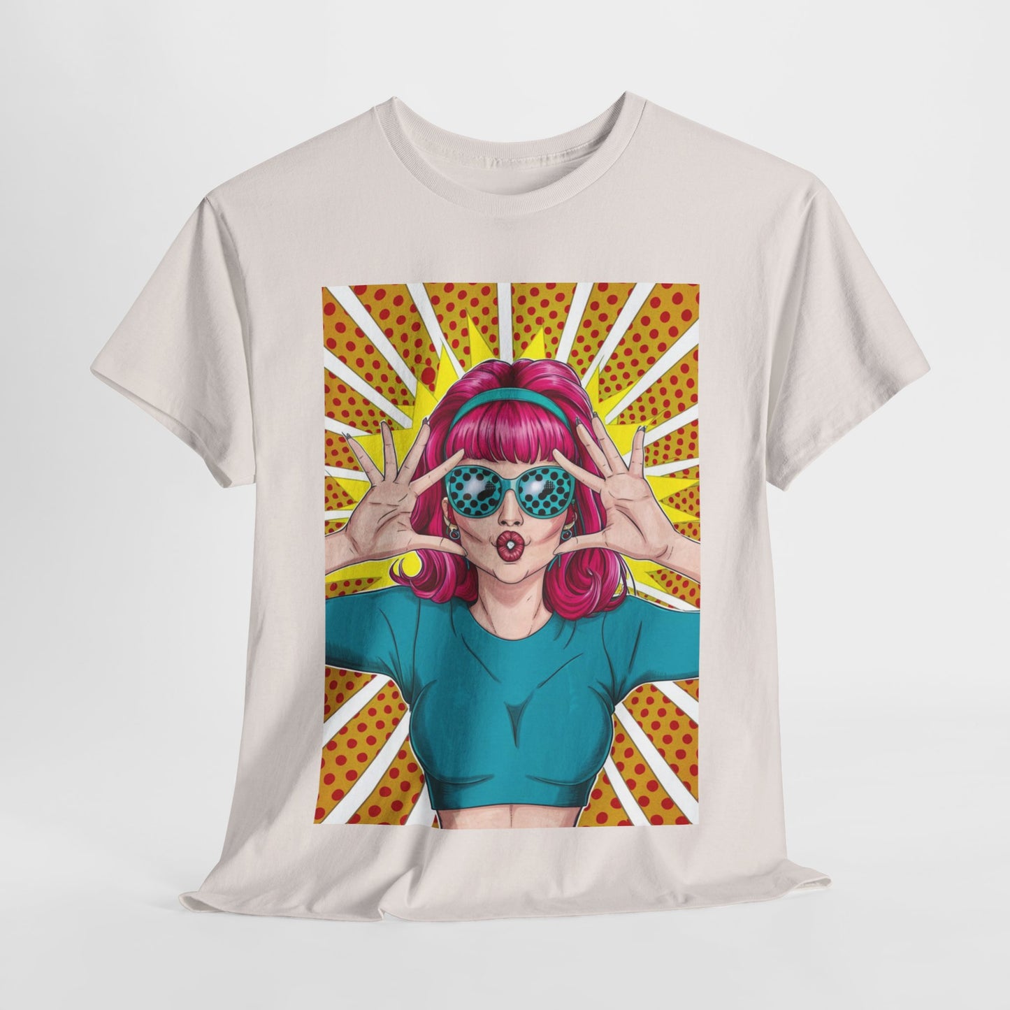Sexy Retro PopArt Girl Vibrant Colors Unisex heavy cotton Tshirt