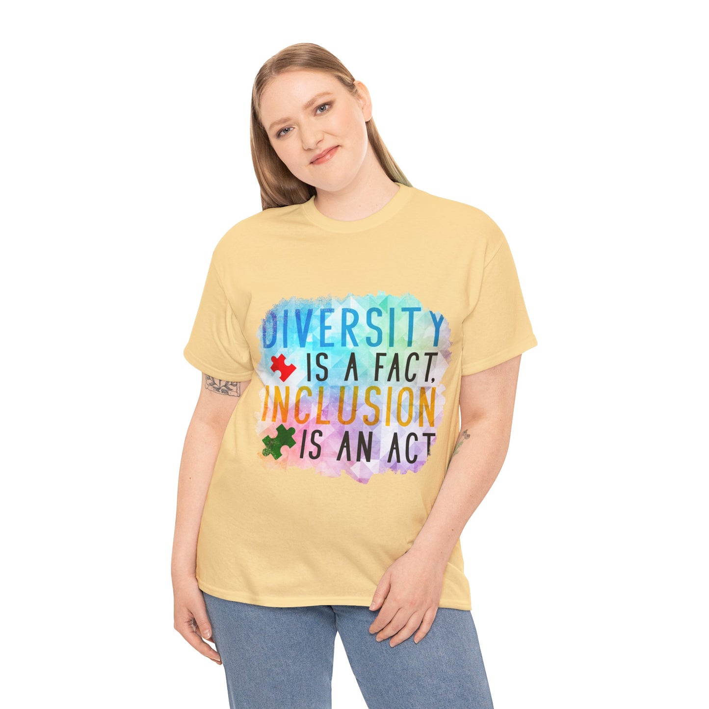Autism Diversity is a Fact, Inclusion is an Act T-shirt Unisex Heavy Cotton