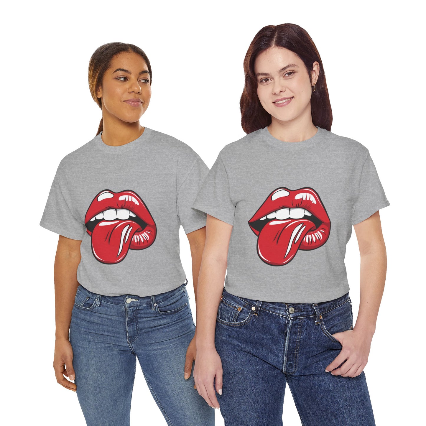 Sexy Retro PopArt Red Lips and Tounge Unisex heavy cotton Tshirt