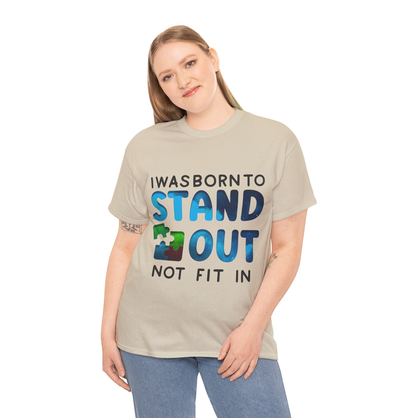 Autism I was Born To Stand Out T-shirt Unisex Heavy Cotton