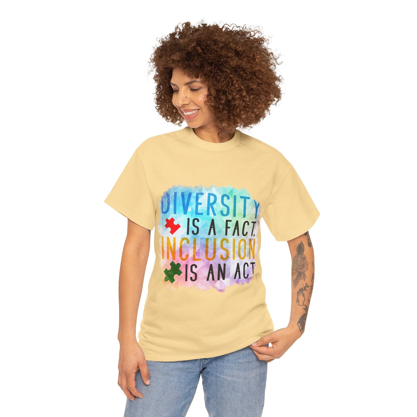 Autism Diversity is a Fact, Inclusion is an Act T-shirt Unisex Heavy Cotton