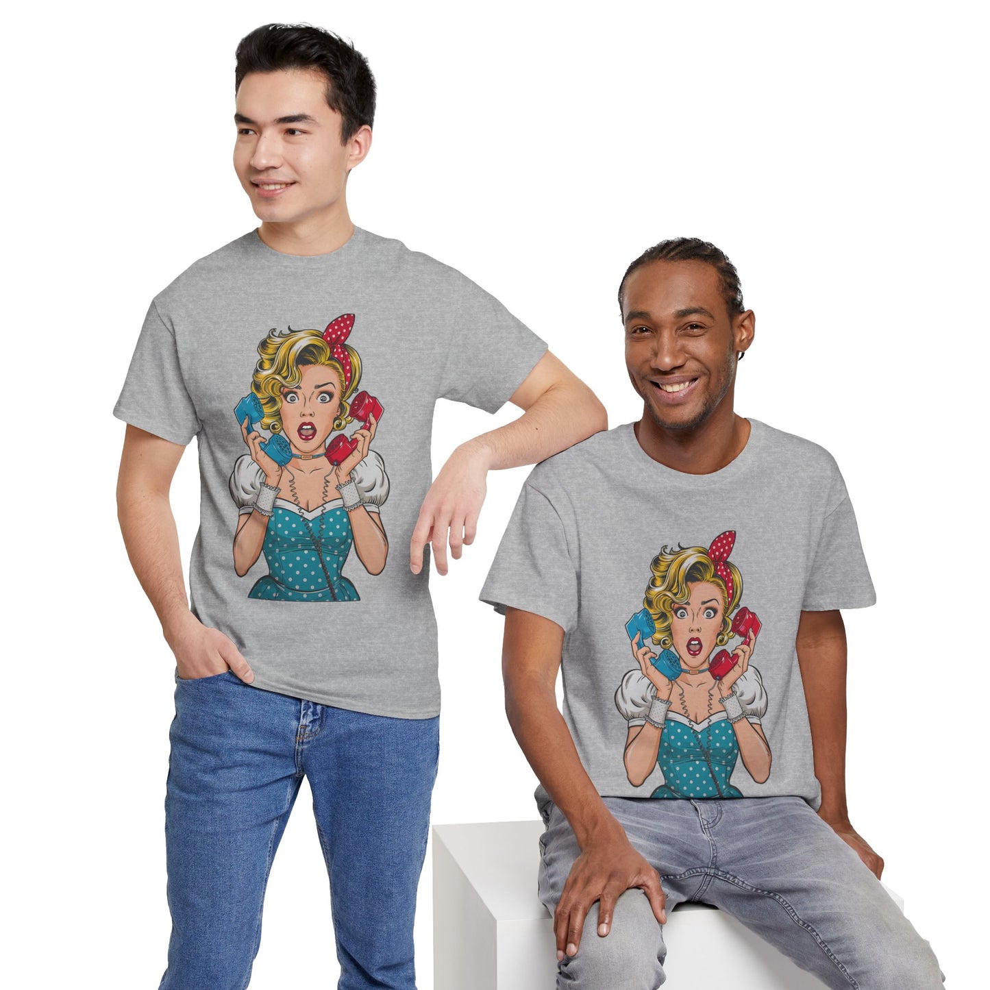 PopArt Girl on the Phone  Tshirt unisex heavy cotton