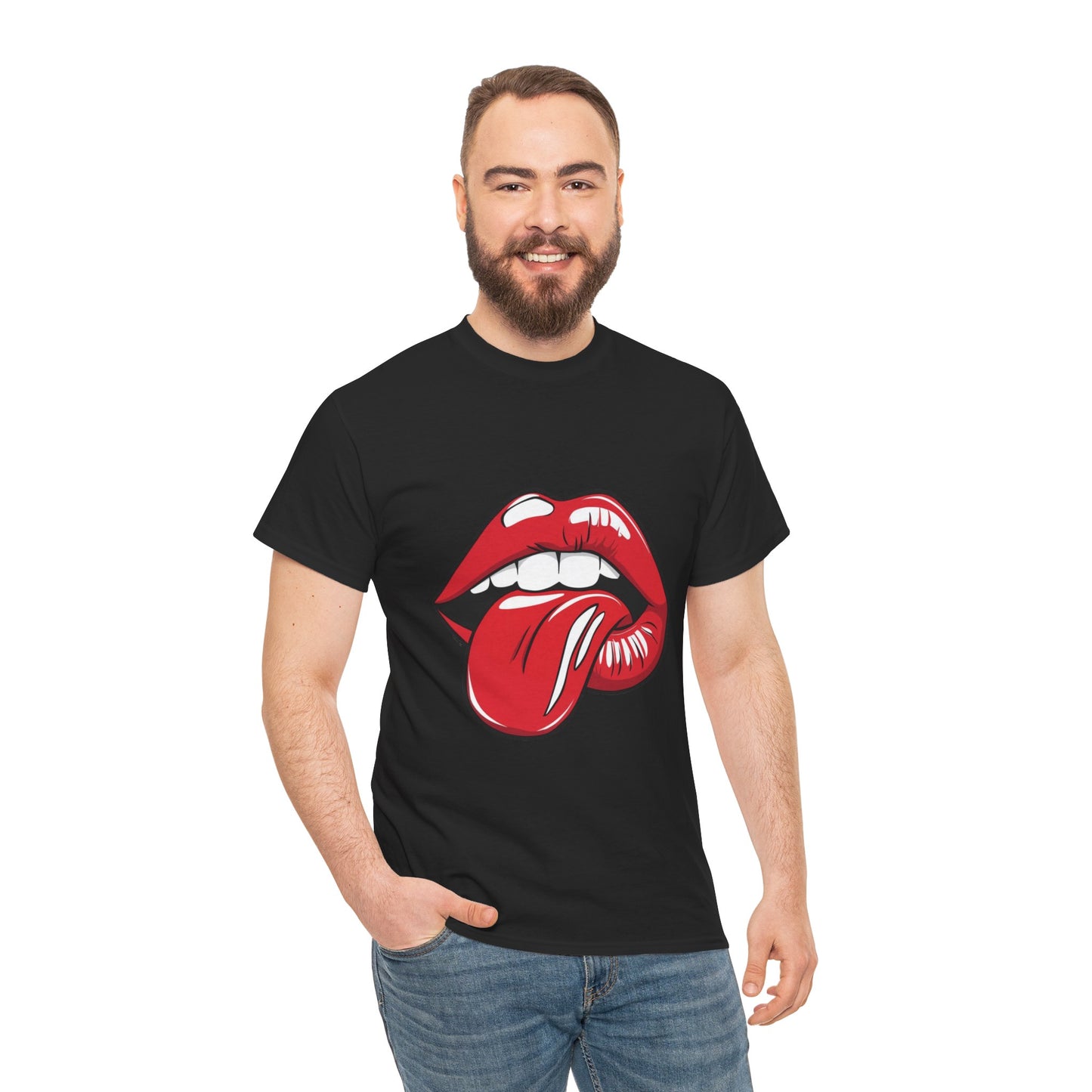 Sexy Retro PopArt Red Lips and Tounge Unisex heavy cotton Tshirt