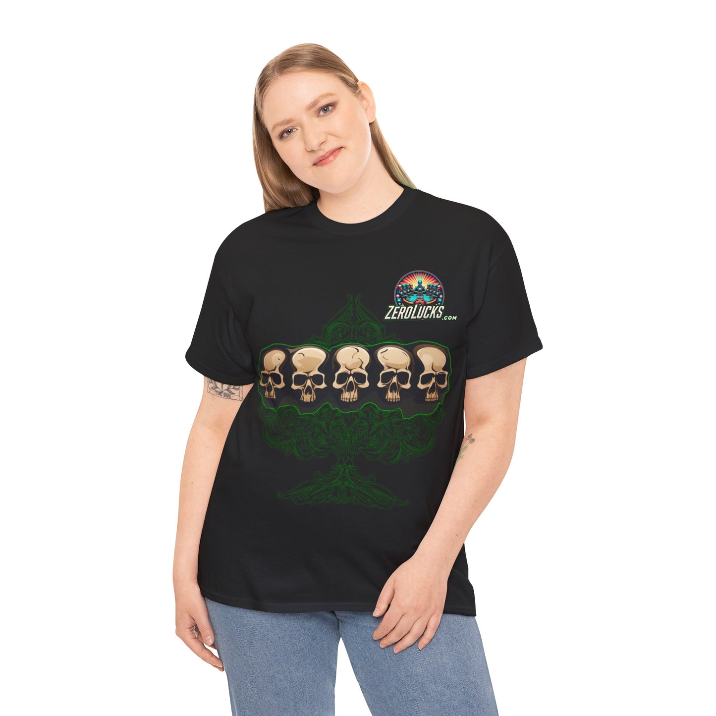 No Lucks Skulls with Spade T-shirt Unisex Heavy Cotton