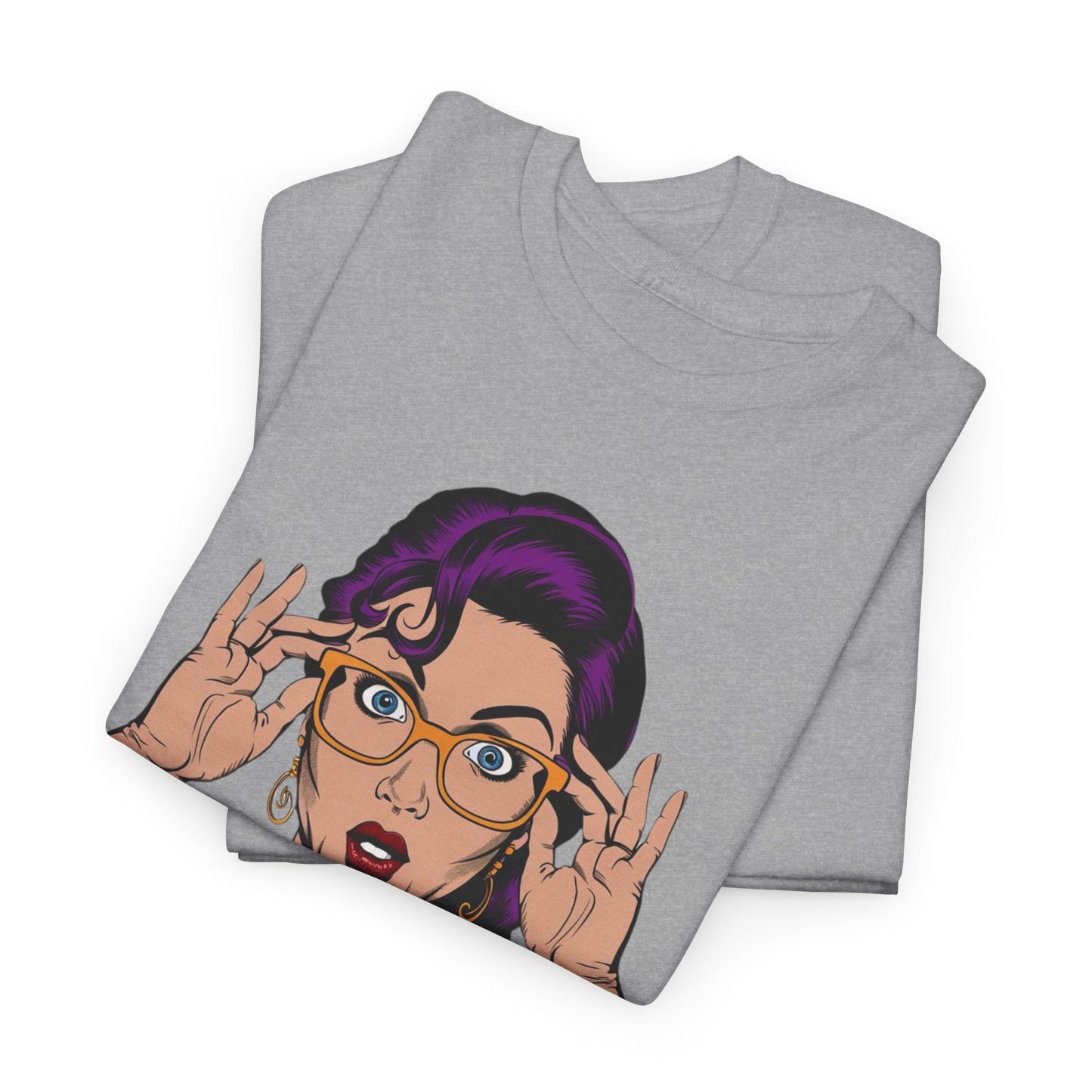 Sexy PopArt Girl Glasses and Braids Tshirt unisex heavy cotton