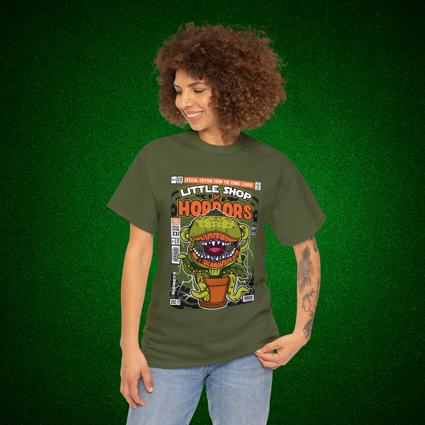 Little Shop of Horrors Audrey Pop Culture Mock Comic Cover heavy cotton T-shirt