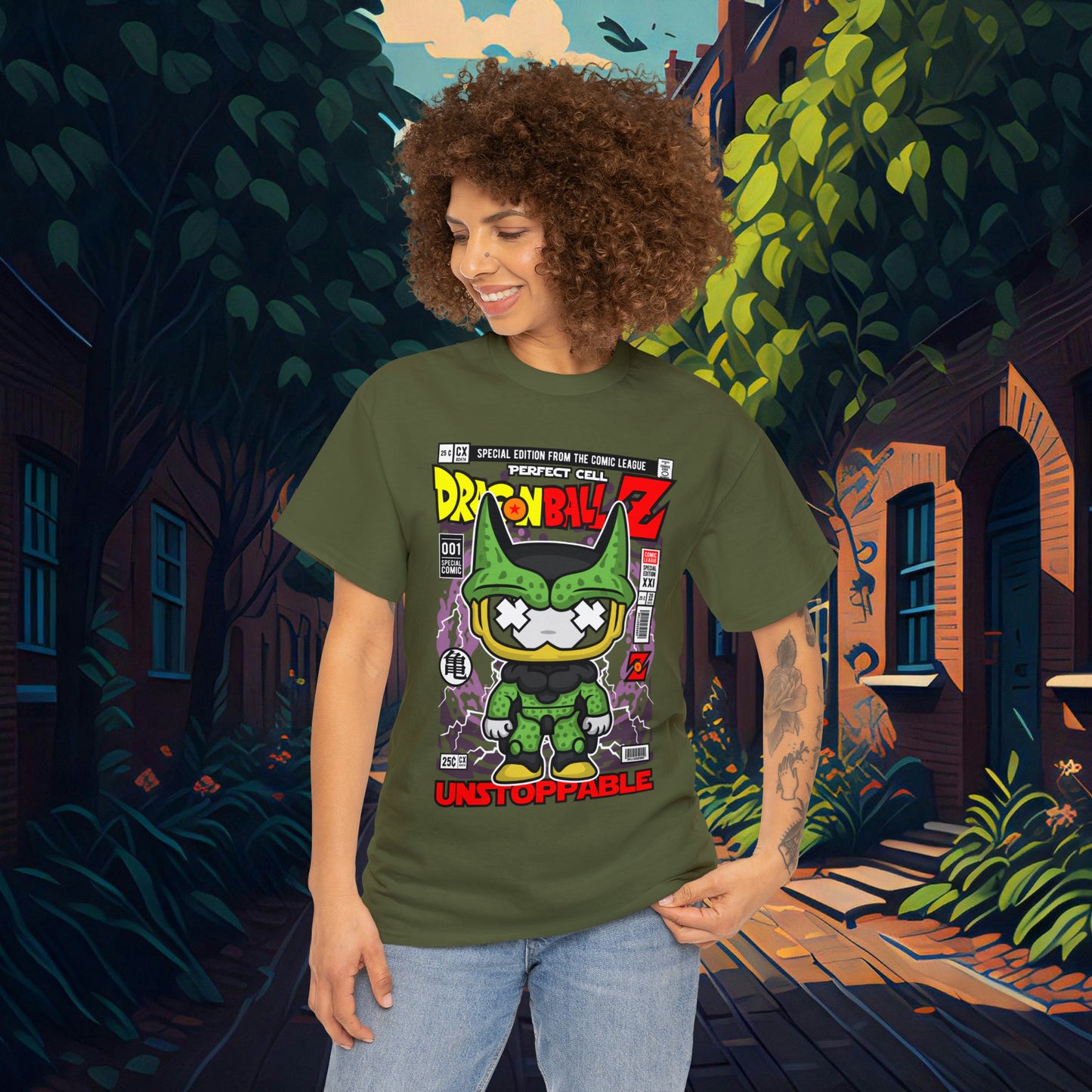 Perfect Cell DragonBall Z Pop Culture Mock Comic Cover heavy cotton T-shirt