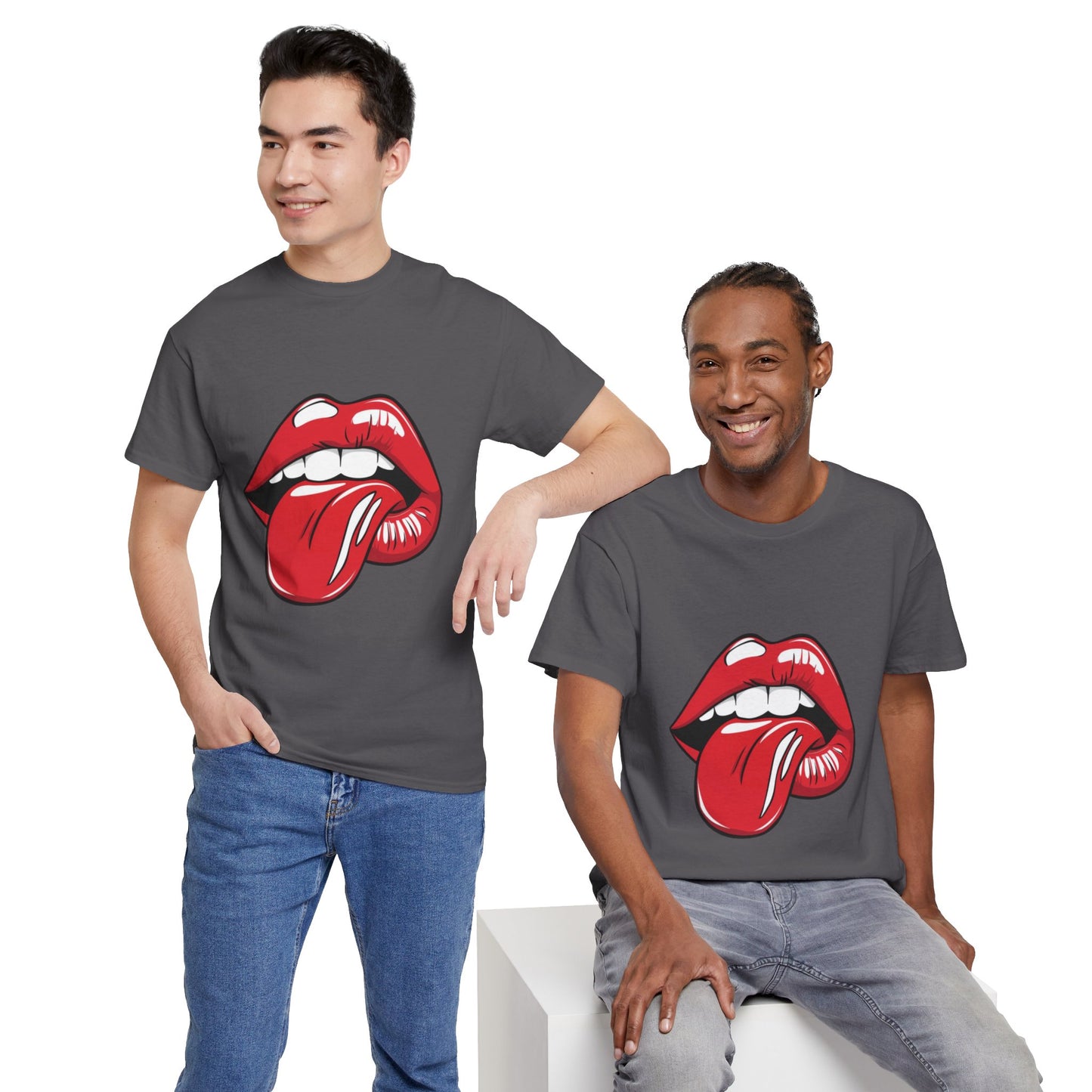 Sexy Retro PopArt Red Lips and Tounge Unisex heavy cotton Tshirt