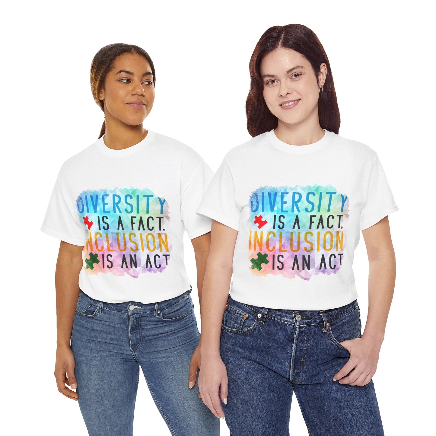 Autism Diversity is a Fact, Inclusion is an Act T-shirt Unisex Heavy Cotton
