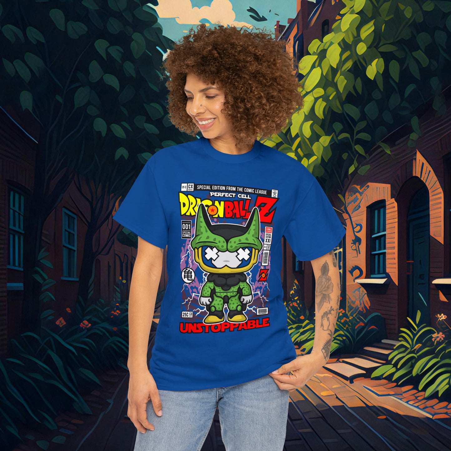 Perfect Cell DragonBall Z Pop Culture Mock Comic Cover heavy cotton T-shirt