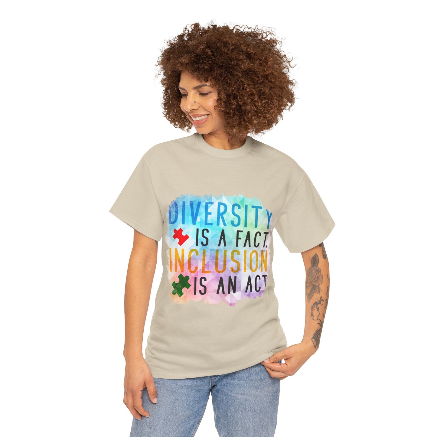 Autism Diversity is a Fact, Inclusion is an Act T-shirt Unisex Heavy Cotton