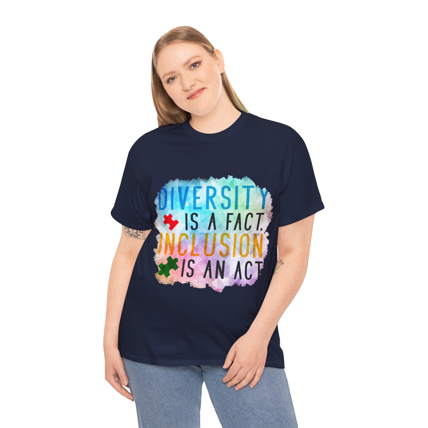 Autism Diversity is a Fact, Inclusion is an Act T-shirt Unisex Heavy Cotton