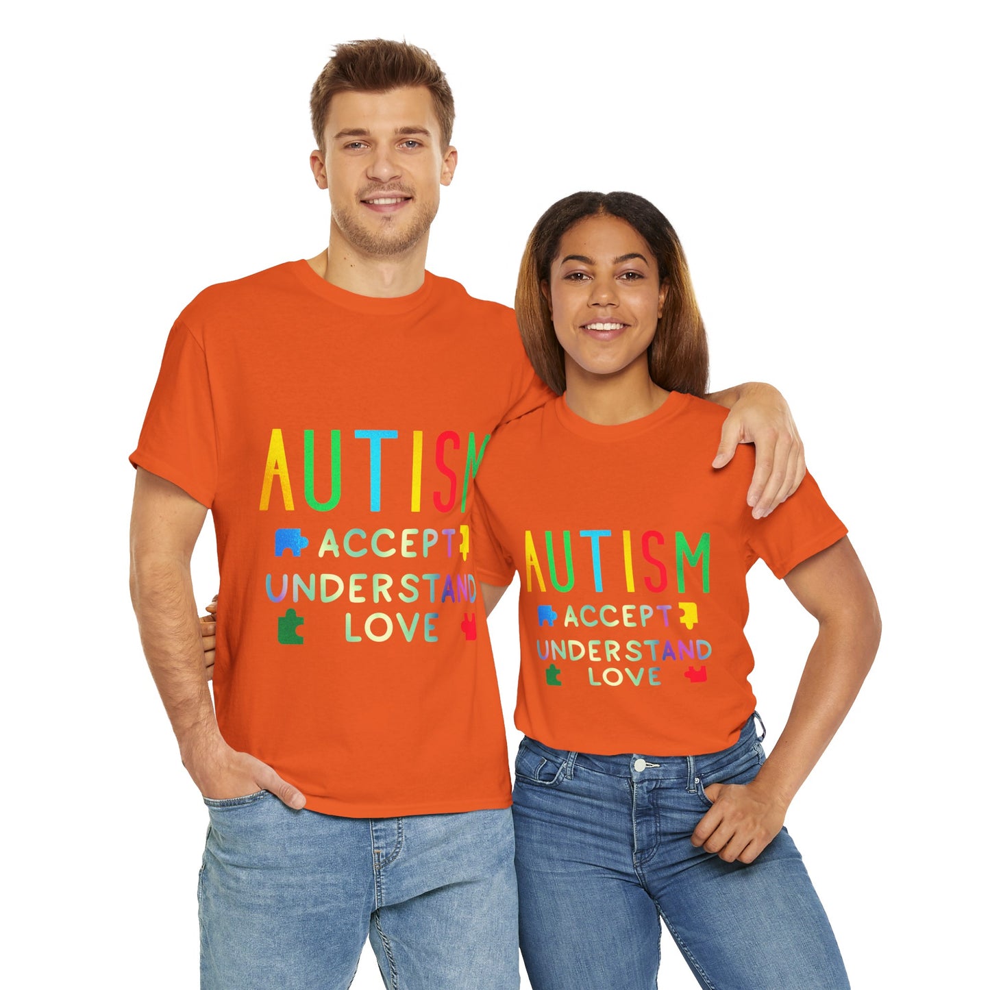 Autism ACCEPT UNDERSTAND LOVE T-shirt Unisex Heavy Cotton
