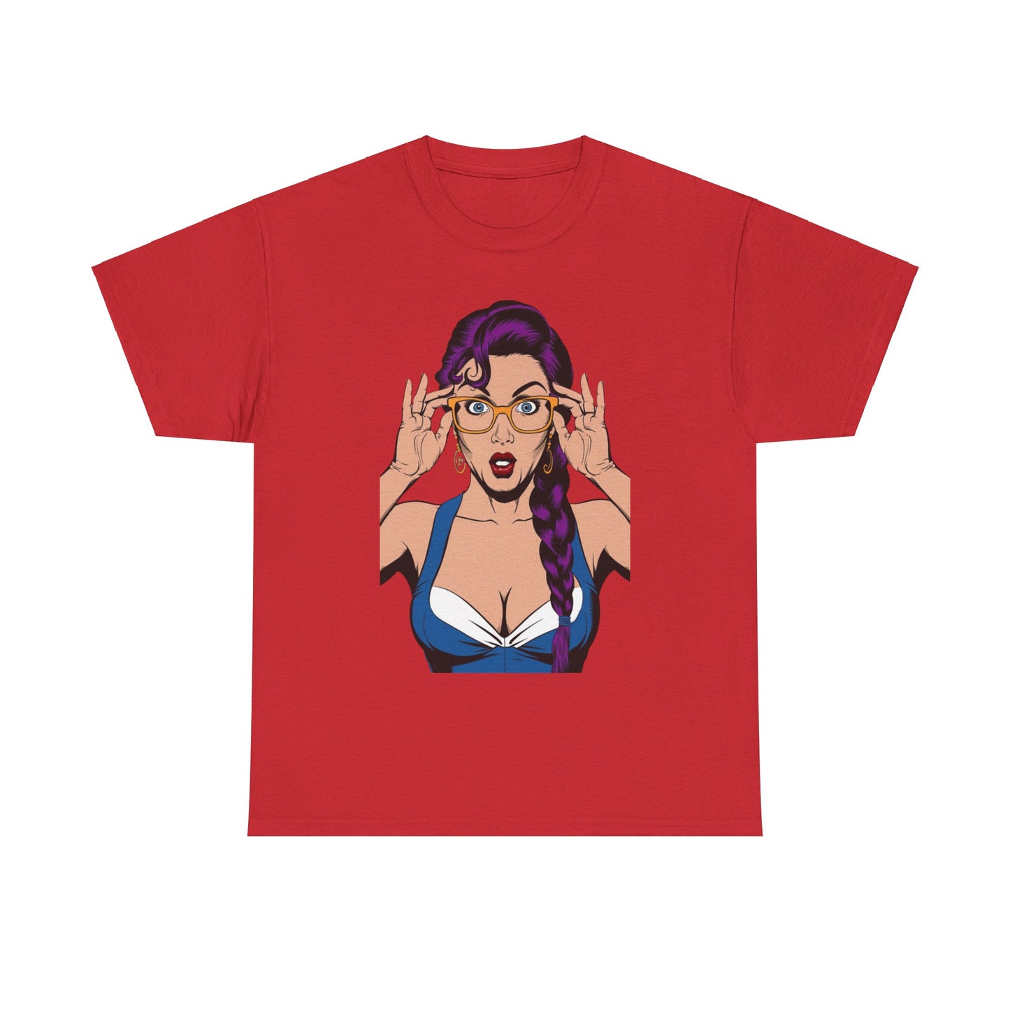 Sexy PopArt Girl Glasses and Braids Tshirt unisex heavy cotton