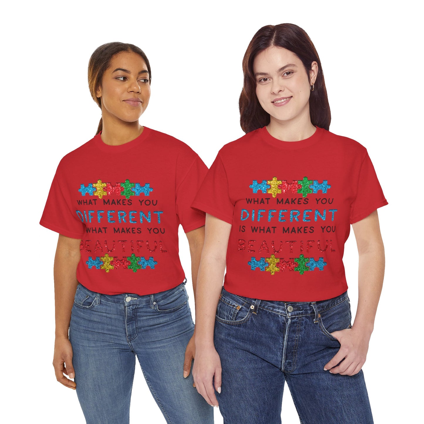 Autism WHAT MAKES YOU DIFFERENT IS WHAT MAKES YOU BEAUTIFUL T-shirt Unisex Heavy Cotton