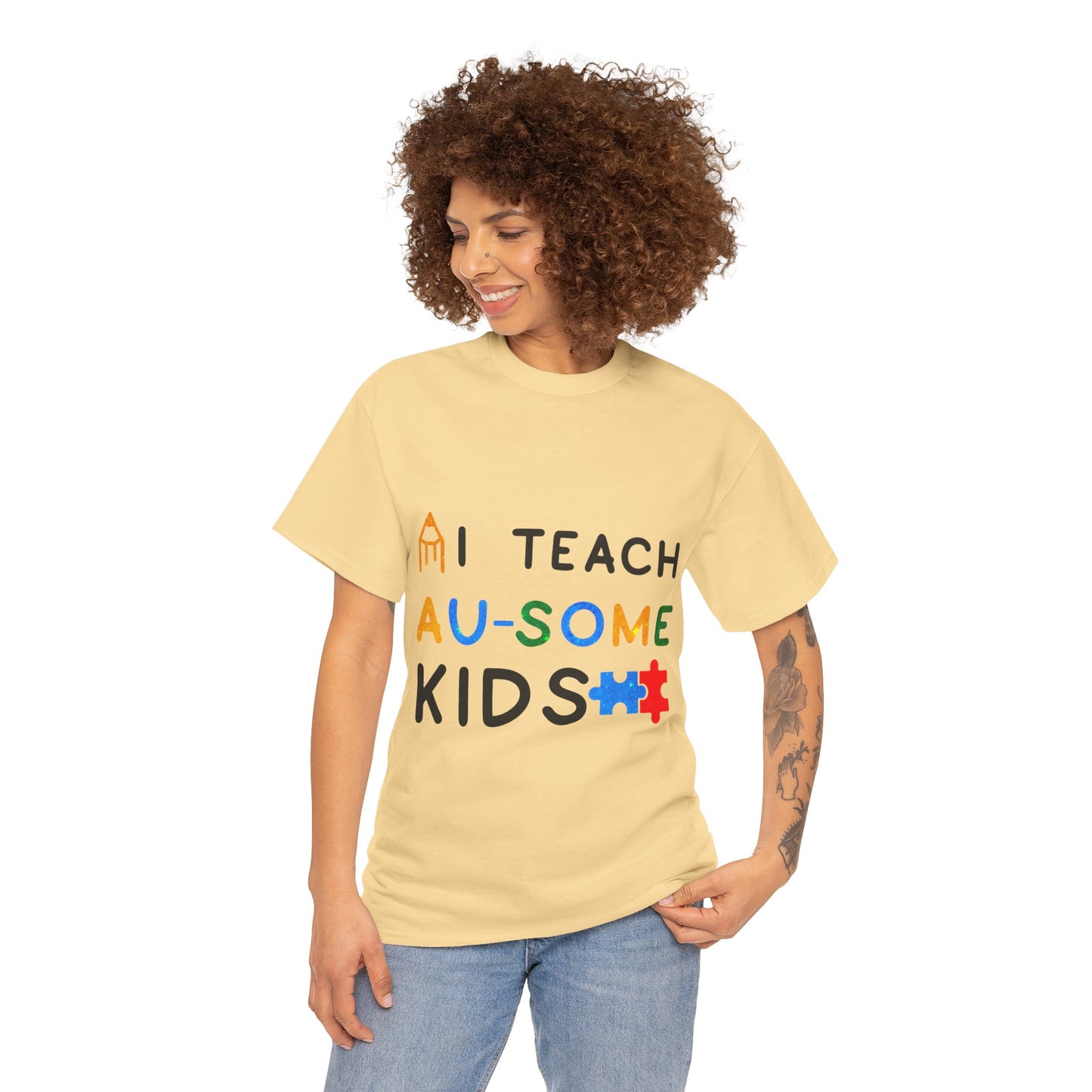 Autism I TEACH AU-SOME KIDS T-shirt Unisex Heavy Cotton