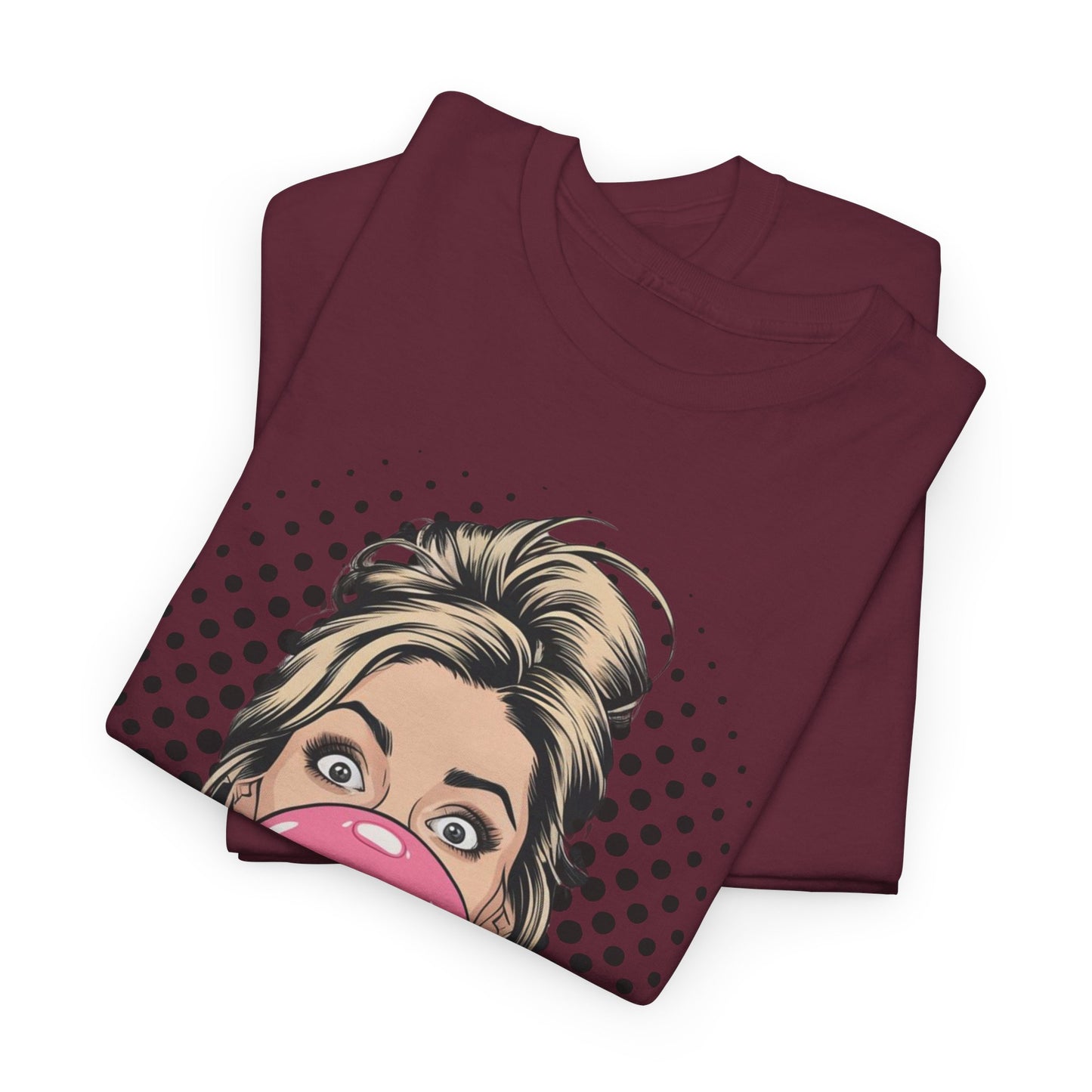 PopArt Girl Bubble Gum Bubble Tshirt unisex heavy cotton