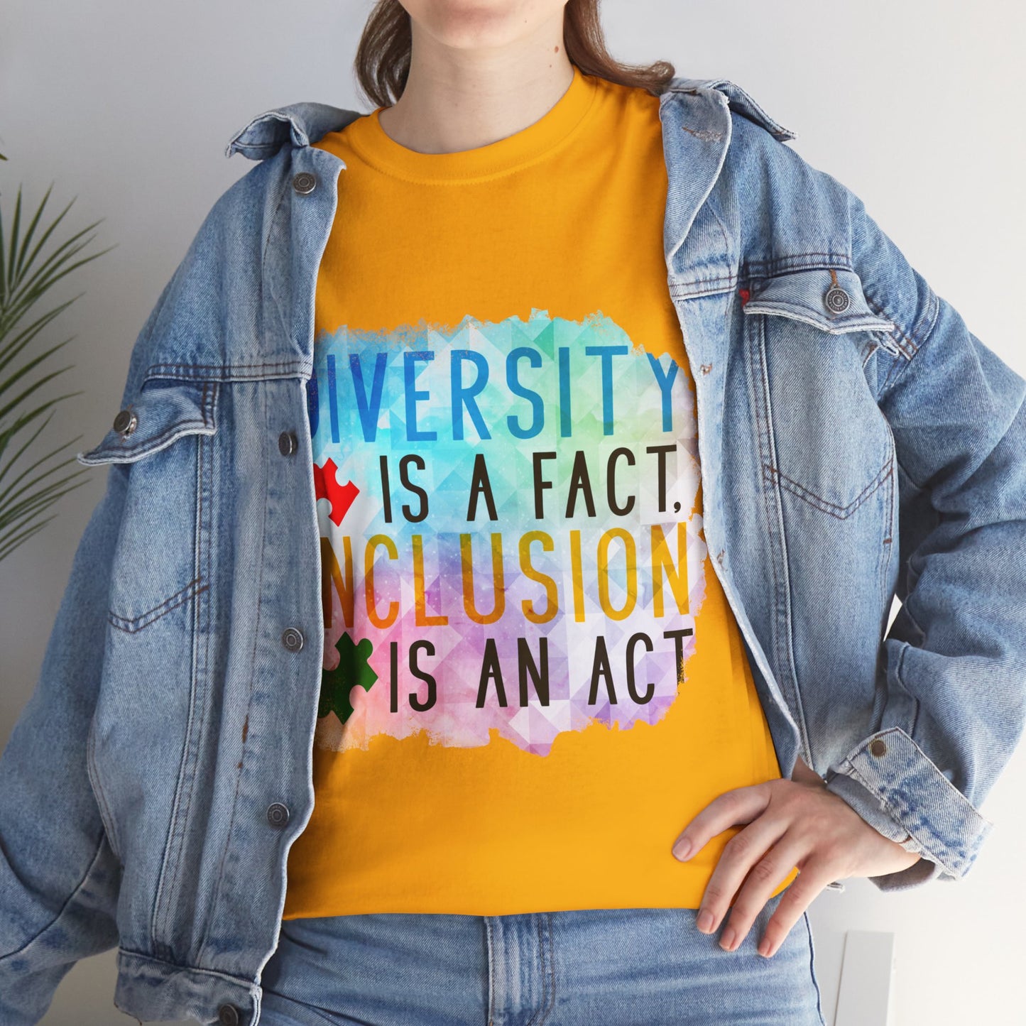 Autism Diversity is a Fact, Inclusion is an Act T-shirt Unisex Heavy Cotton