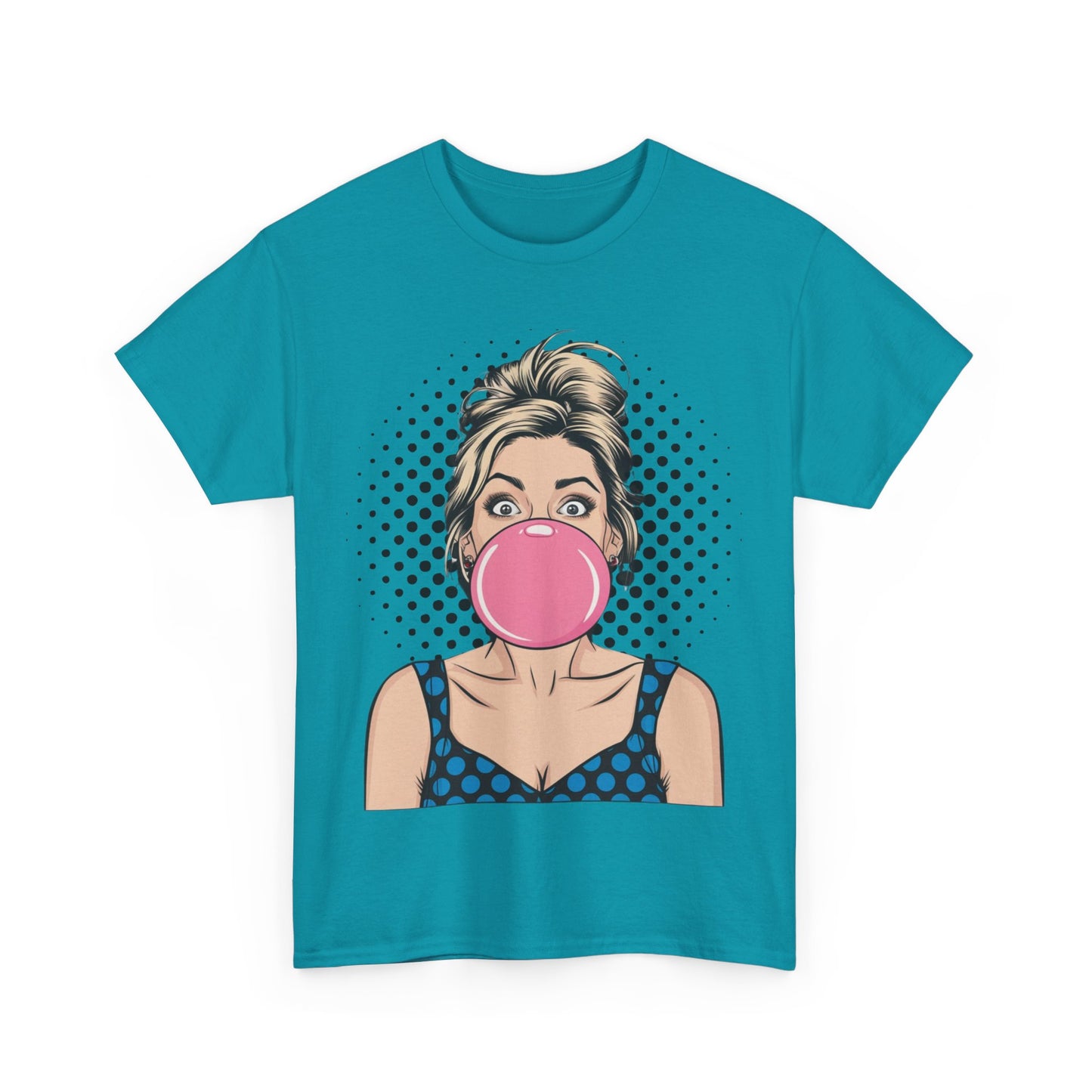 PopArt Girl Bubble Gum Bubble Tshirt unisex heavy cotton