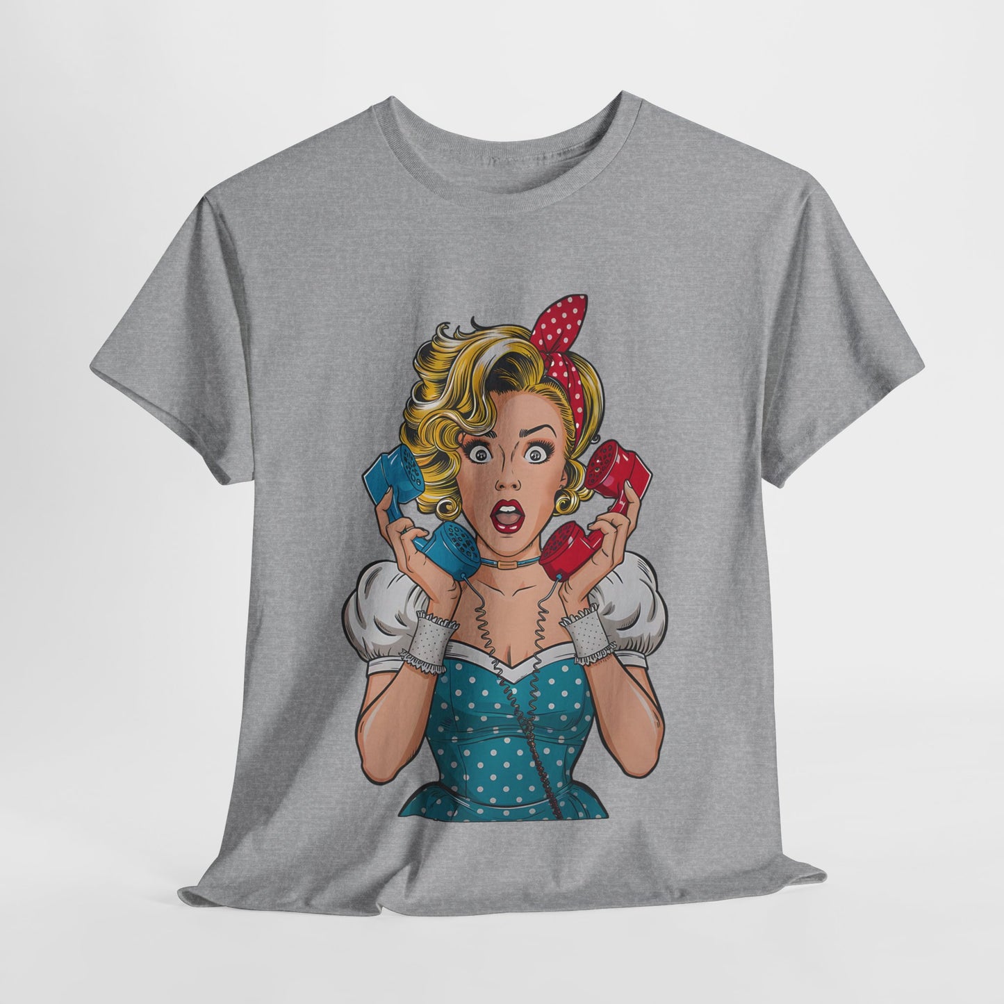 PopArt Girl on the Phone  Tshirt unisex heavy cotton