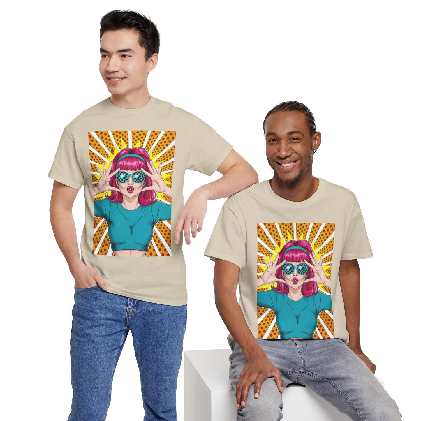 Sexy Retro PopArt Girl Vibrant Colors Unisex heavy cotton Tshirt