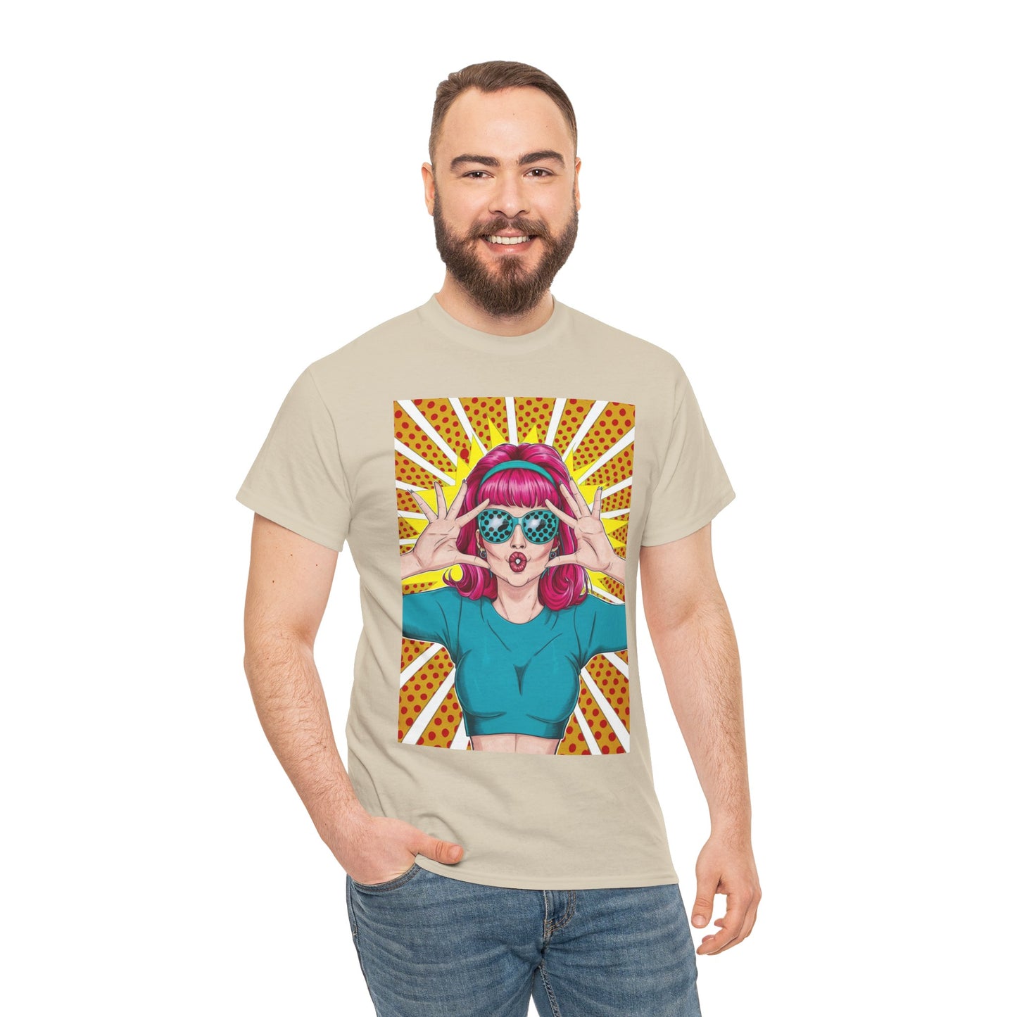 Sexy Retro PopArt Girl Vibrant Colors Unisex heavy cotton Tshirt