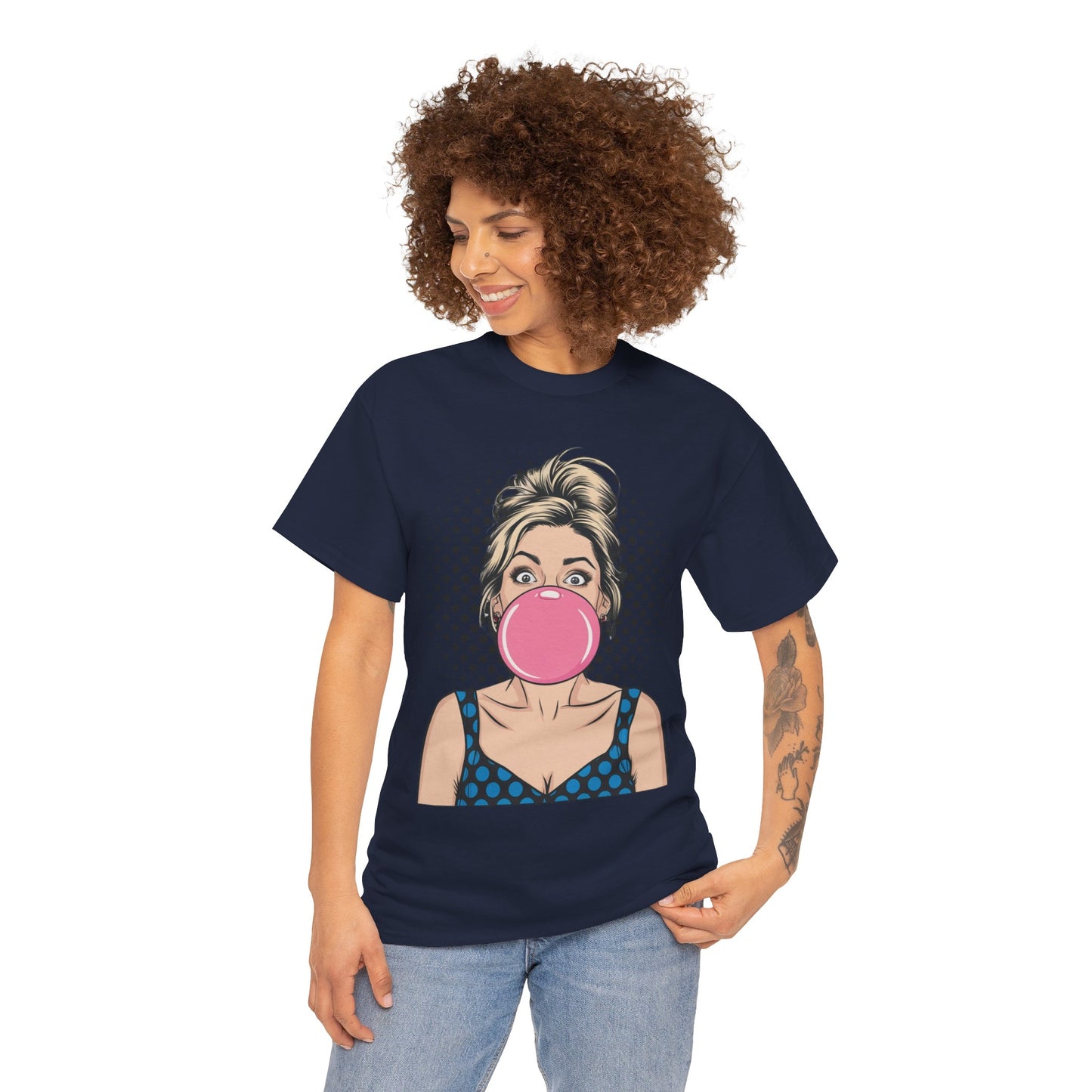 PopArt Girl Bubble Gum Bubble Tshirt unisex heavy cotton