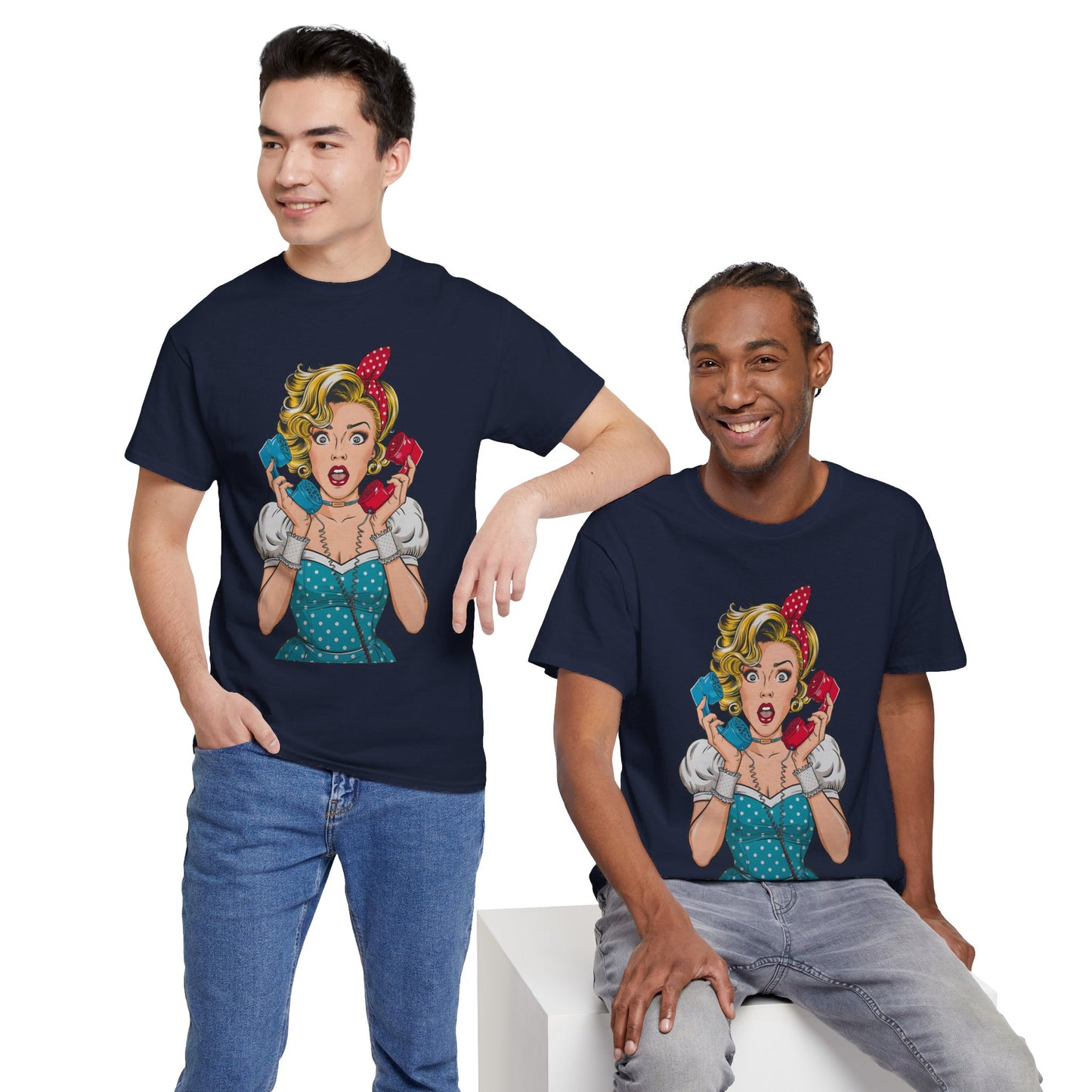 PopArt Girl on the Phone  Tshirt unisex heavy cotton