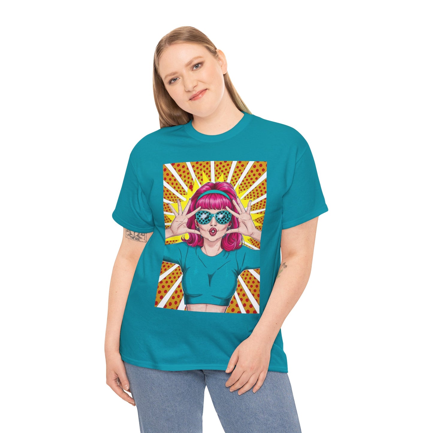 Sexy Retro PopArt Girl Vibrant Colors Unisex heavy cotton Tshirt