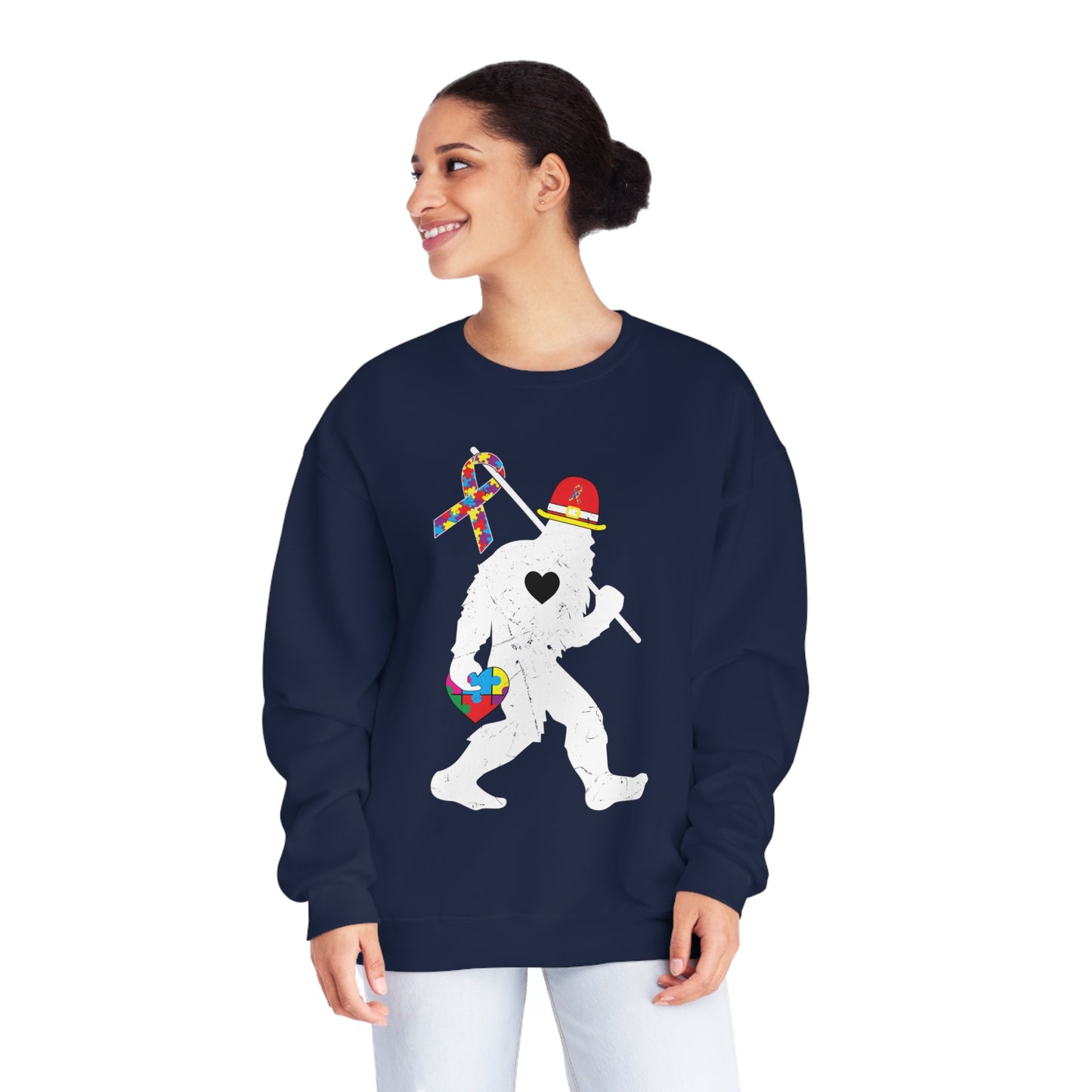 Bigfoot Heart Puzzle Piece Autism Unisex NuBlend® Crewneck Sweatshirt