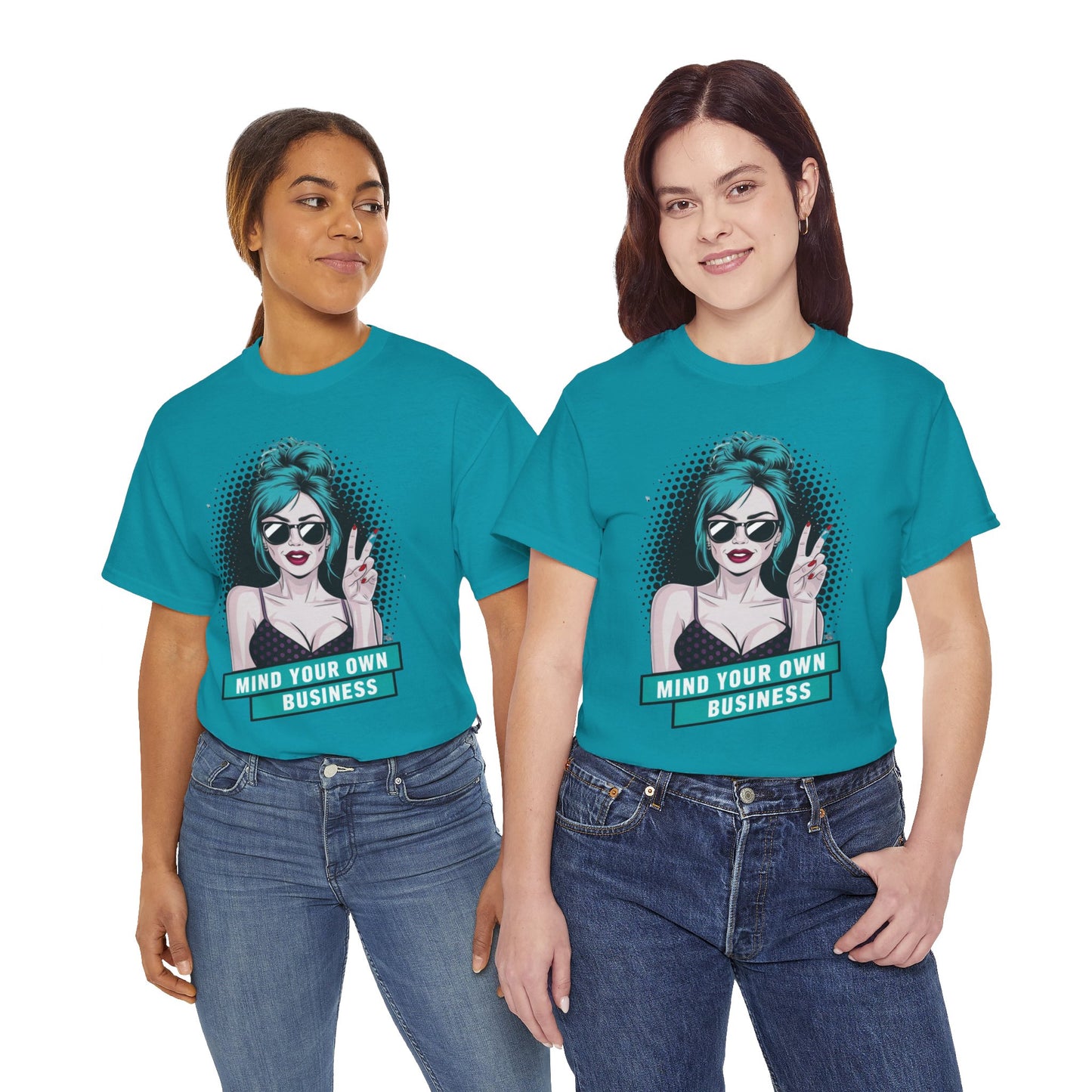 Sexy PopArt Girl Mind Your Own Business Tshirt unisex heavy cotton