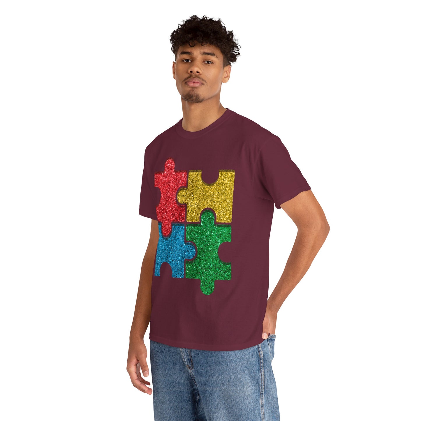 Autism Puzzle Pieces T-shirt Unisex Heavy Cotton