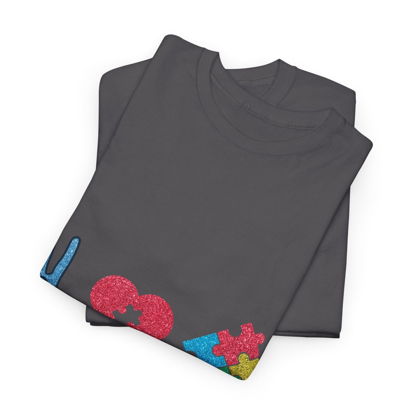 Autism Peace Love Autism T-shirt Unisex Heavy Cotton