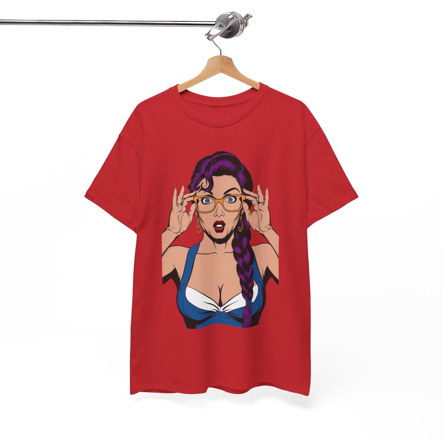 Sexy PopArt Girl Glasses and Braids Tshirt unisex heavy cotton