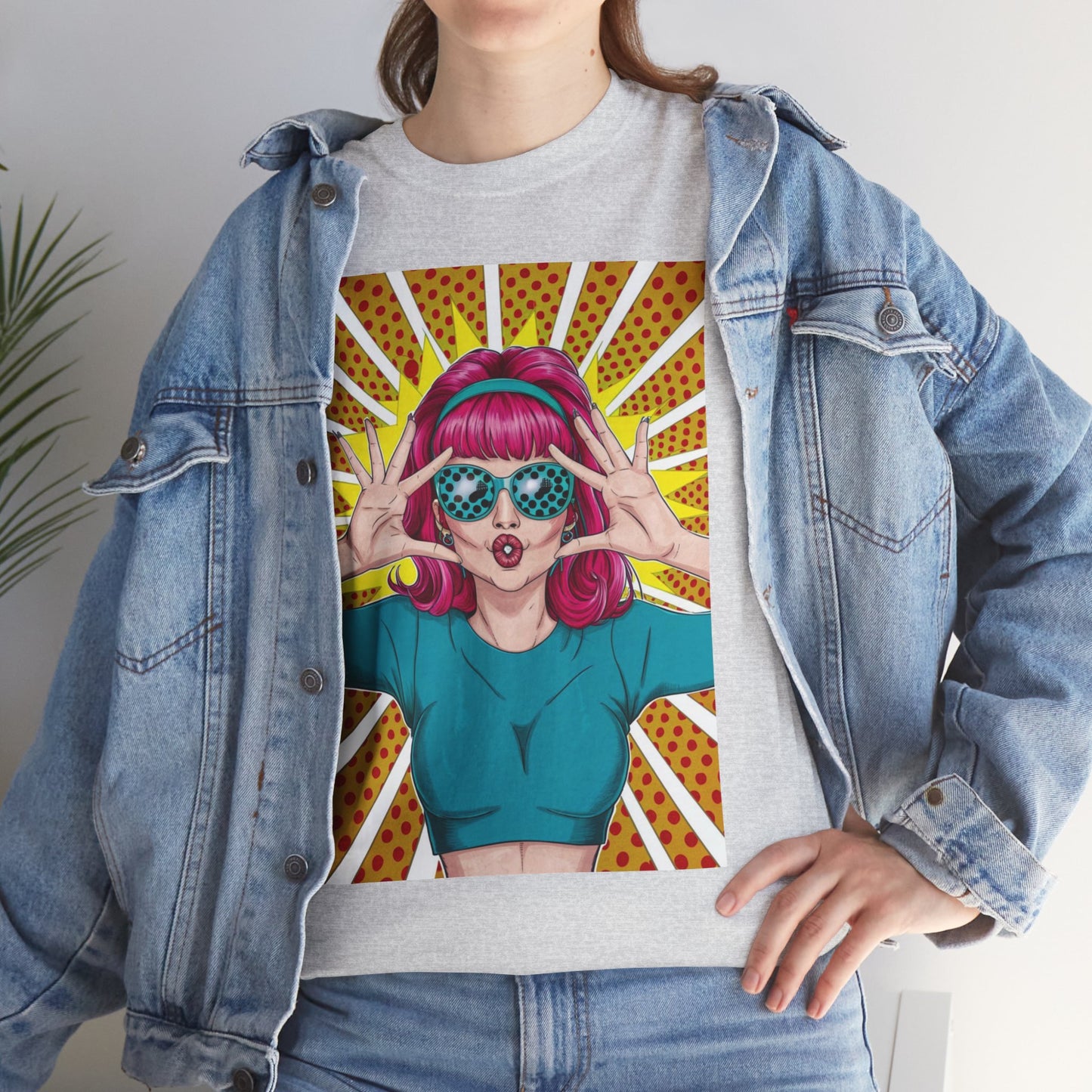 Sexy Retro PopArt Girl Vibrant Colors Unisex heavy cotton Tshirt