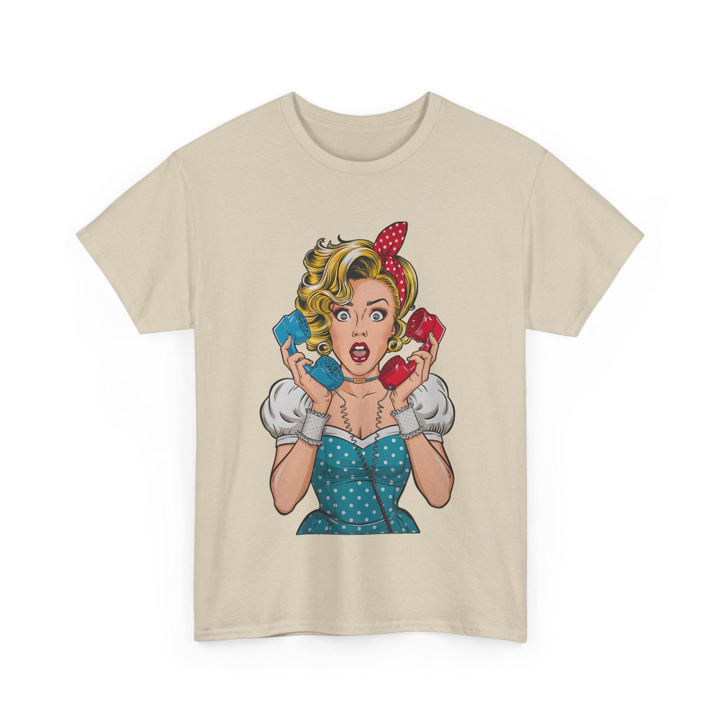 PopArt Girl on the Phone  Tshirt unisex heavy cotton