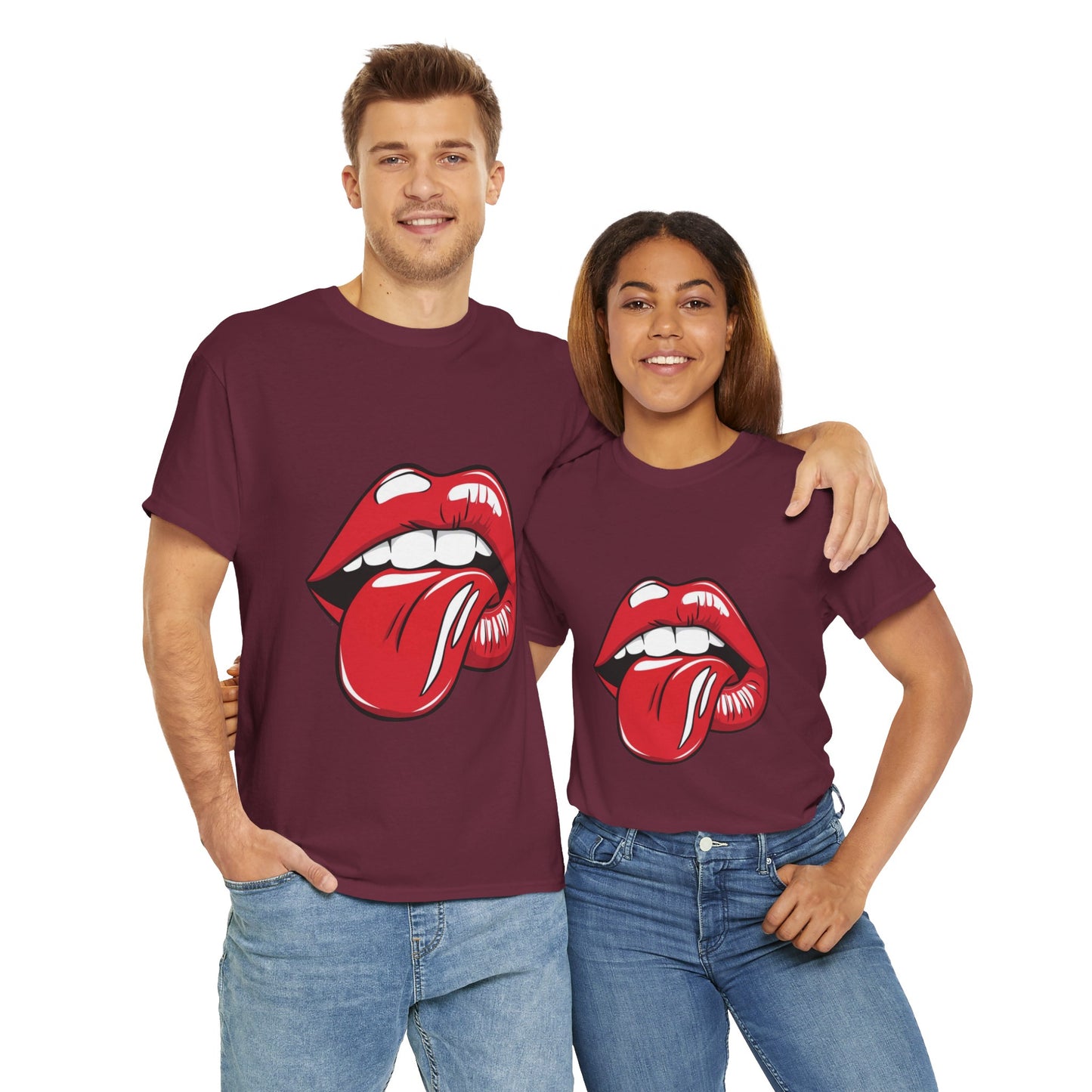 Sexy Retro PopArt Red Lips and Tounge Unisex heavy cotton Tshirt