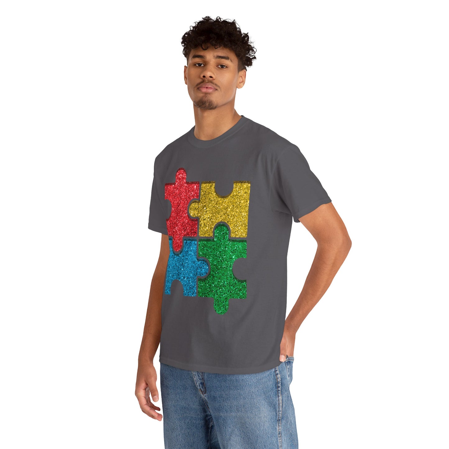 Autism Puzzle Pieces T-shirt Unisex Heavy Cotton