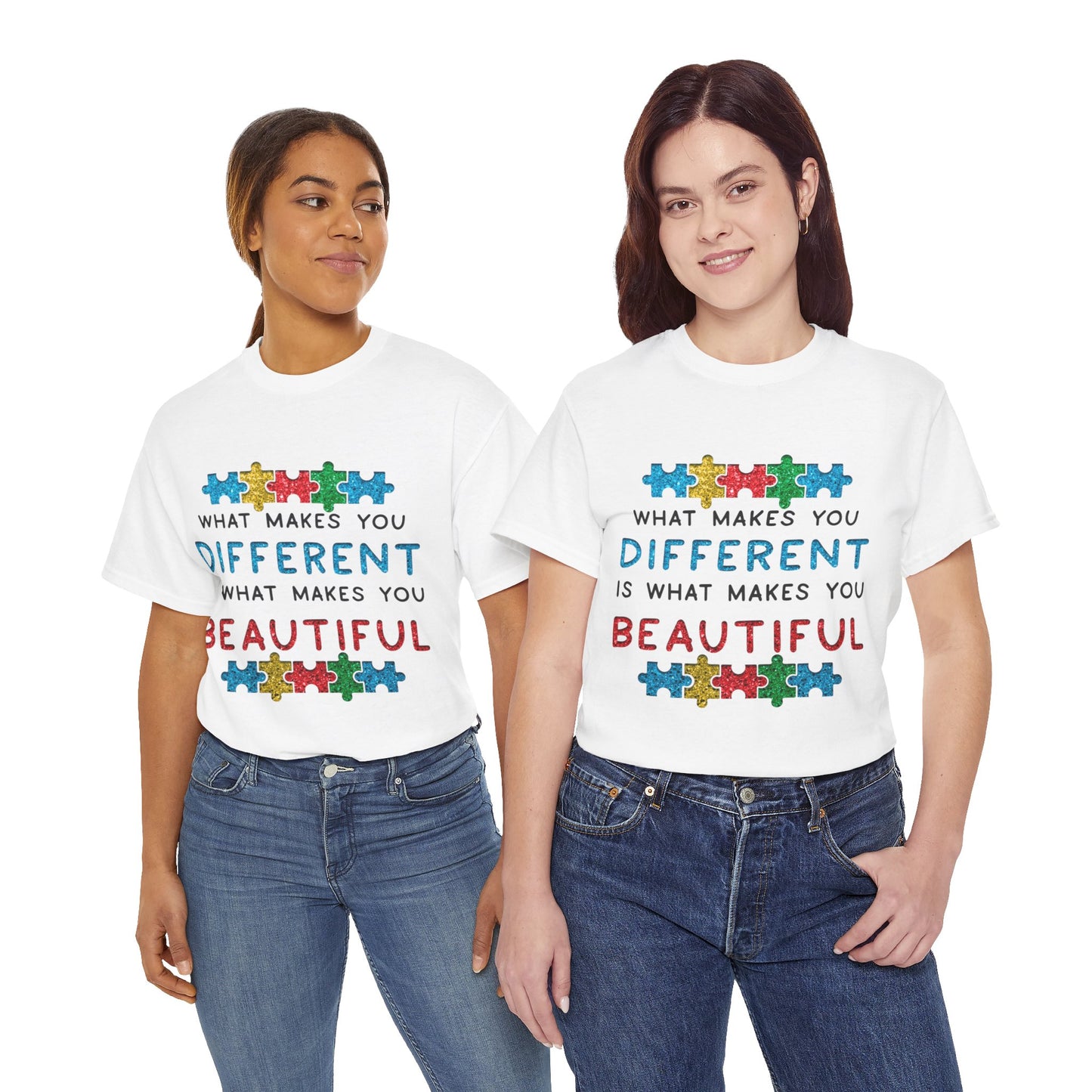 Autism WHAT MAKES YOU DIFFERENT IS WHAT MAKES YOU BEAUTIFUL T-shirt Unisex Heavy Cotton