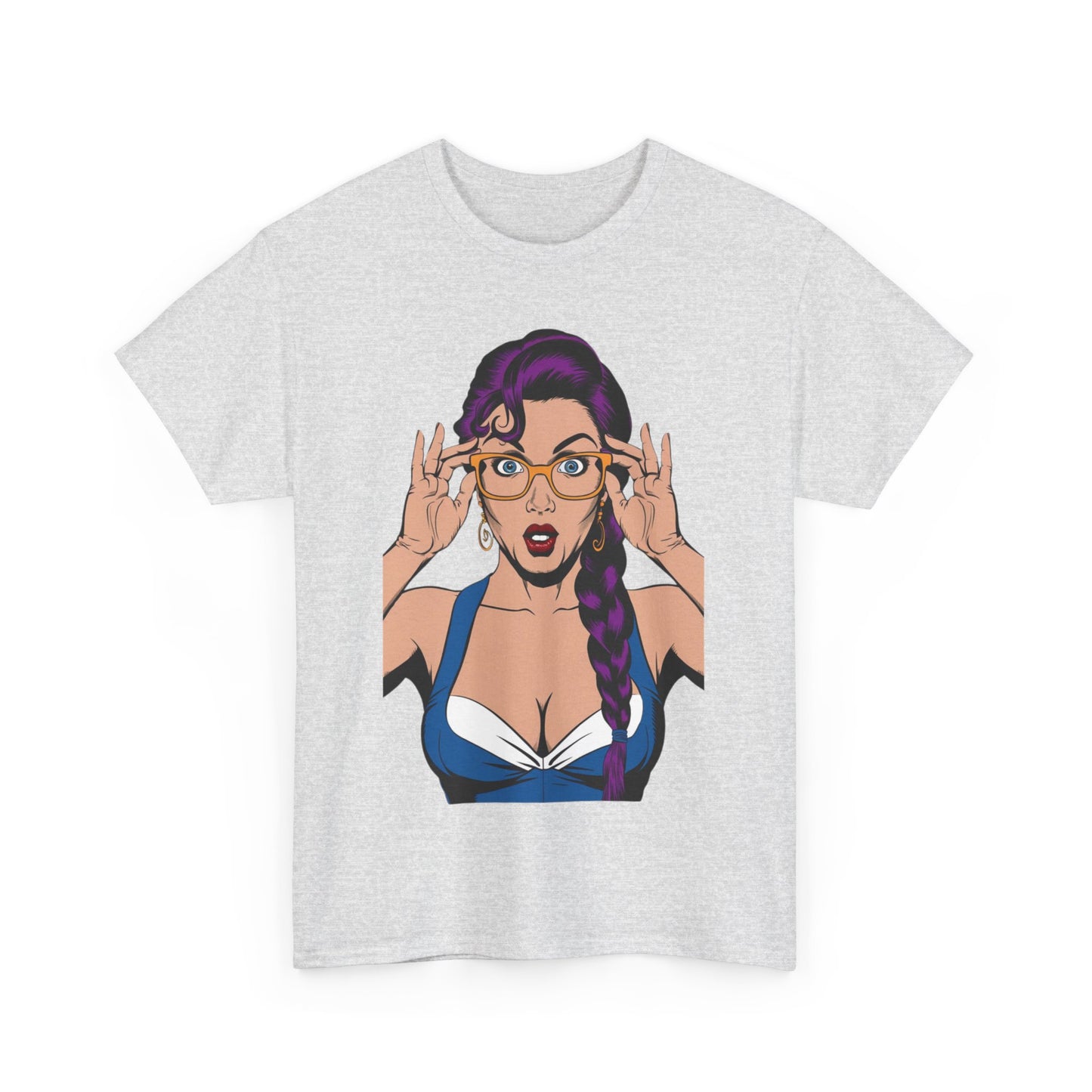 Sexy PopArt Girl Glasses and Braids Tshirt unisex heavy cotton