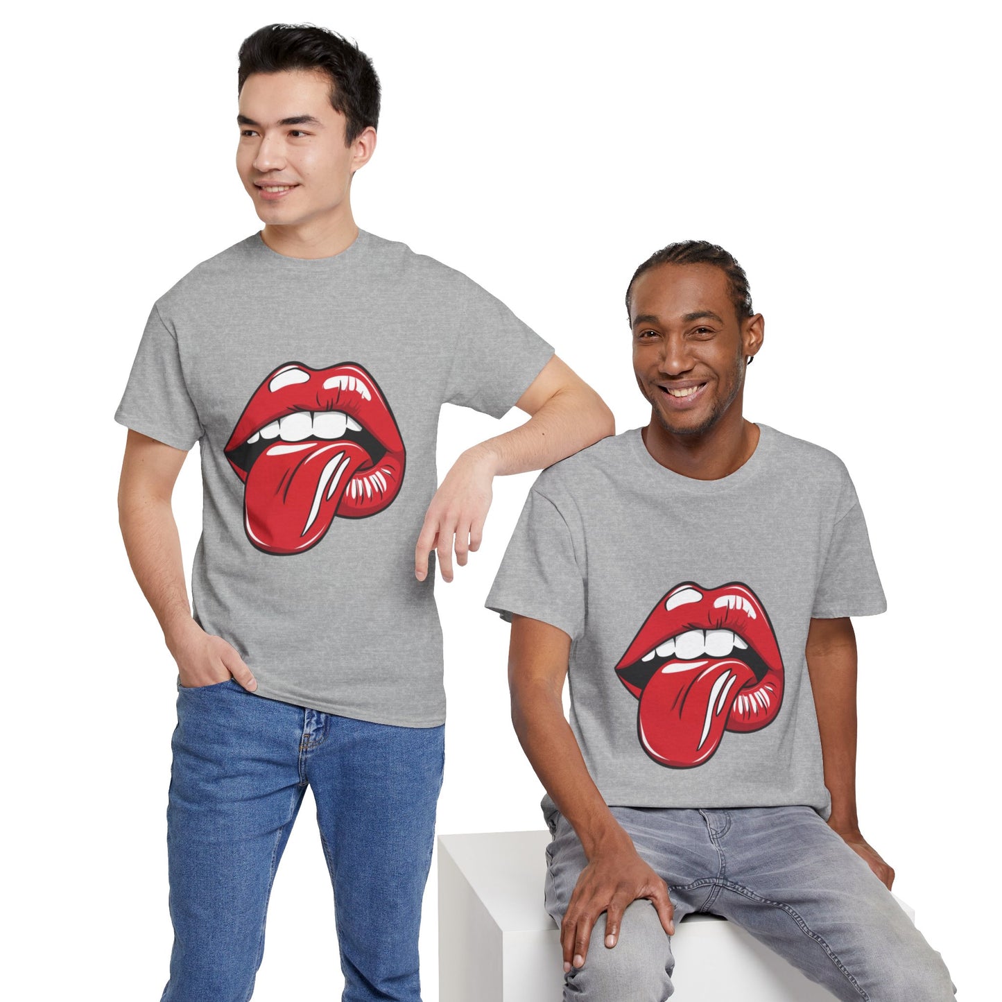 Sexy Retro PopArt Red Lips and Tounge Unisex heavy cotton Tshirt