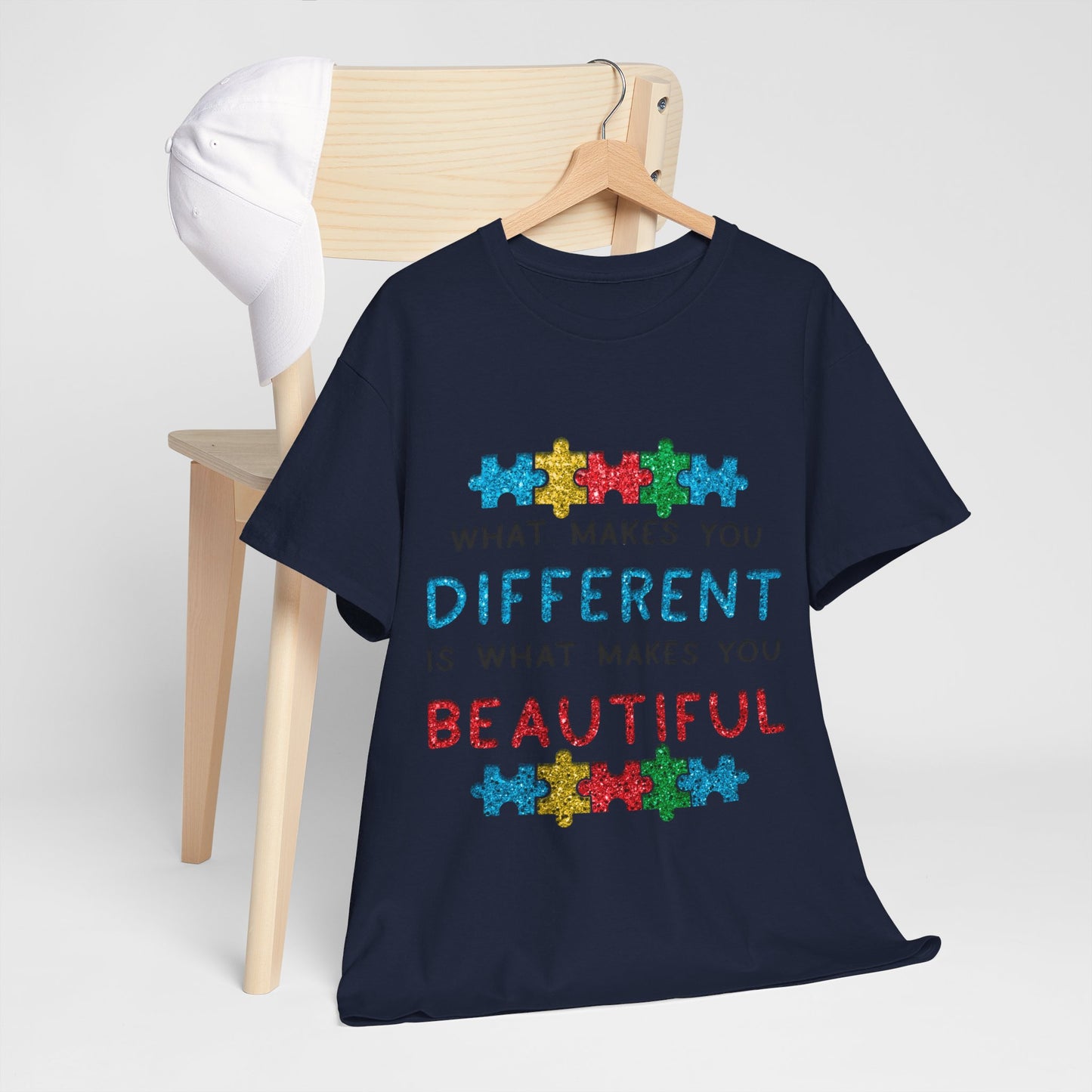 Autism WHAT MAKES YOU DIFFERENT IS WHAT MAKES YOU BEAUTIFUL T-shirt Unisex Heavy Cotton