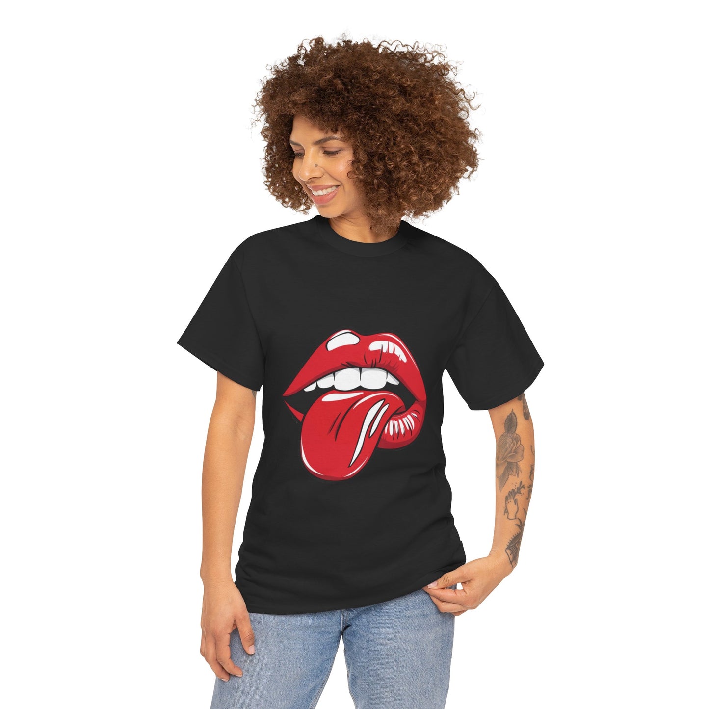 Sexy Retro PopArt Red Lips and Tounge Unisex heavy cotton Tshirt