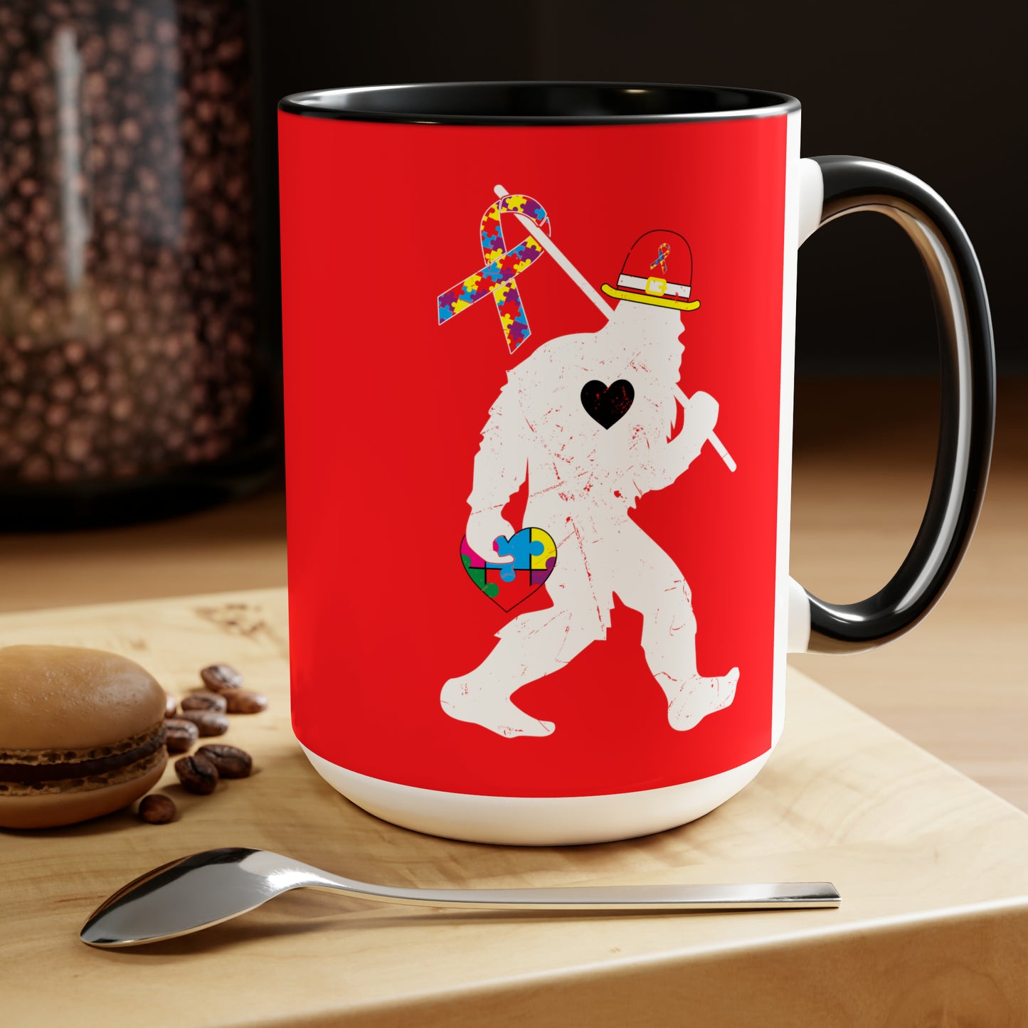 Bigfoot Heart Puzzle Piece Autism - 11oz Mug