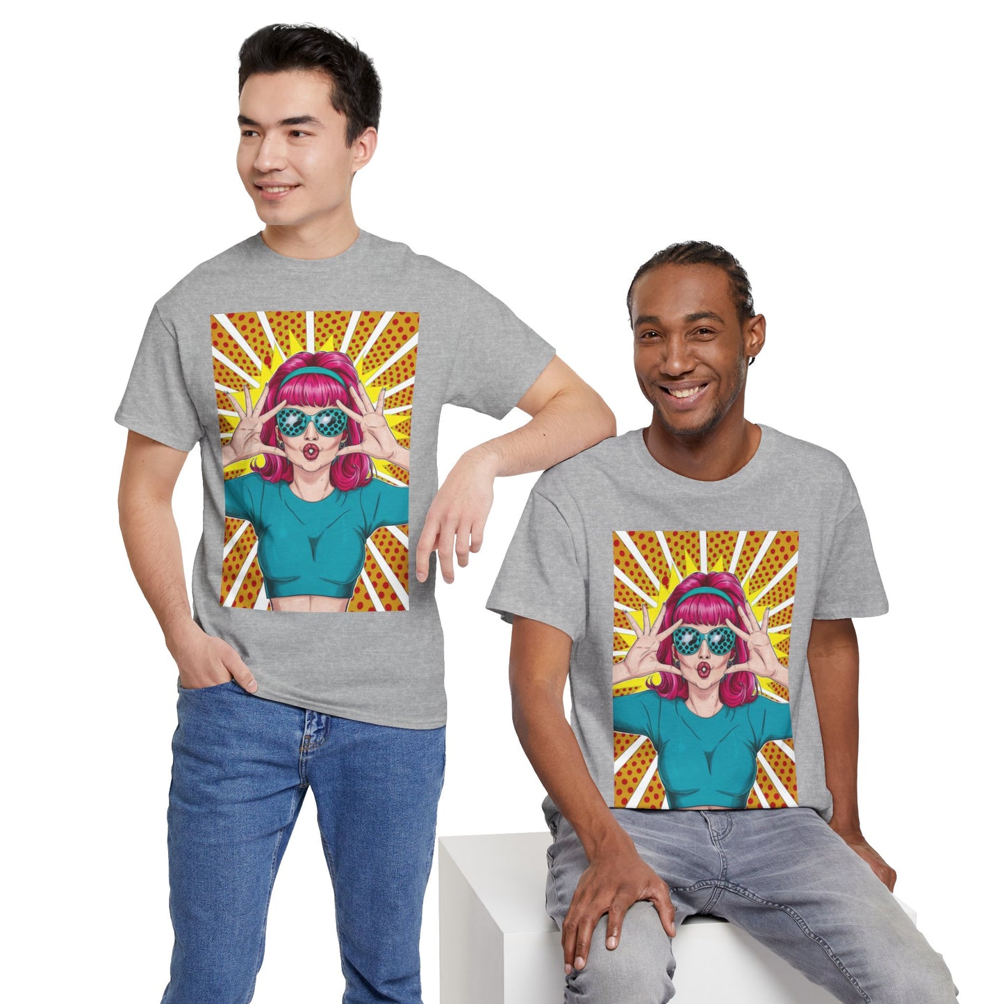 Sexy Retro PopArt Girl Vibrant Colors Unisex heavy cotton Tshirt