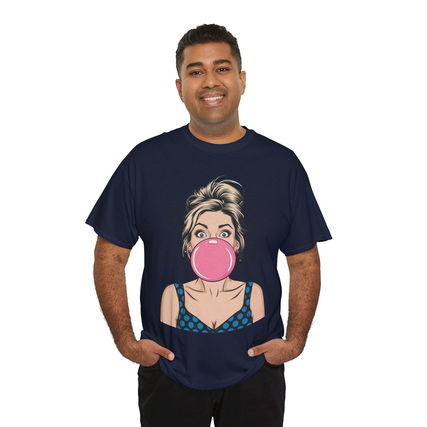 PopArt Girl Bubble Gum Bubble Tshirt unisex heavy cotton