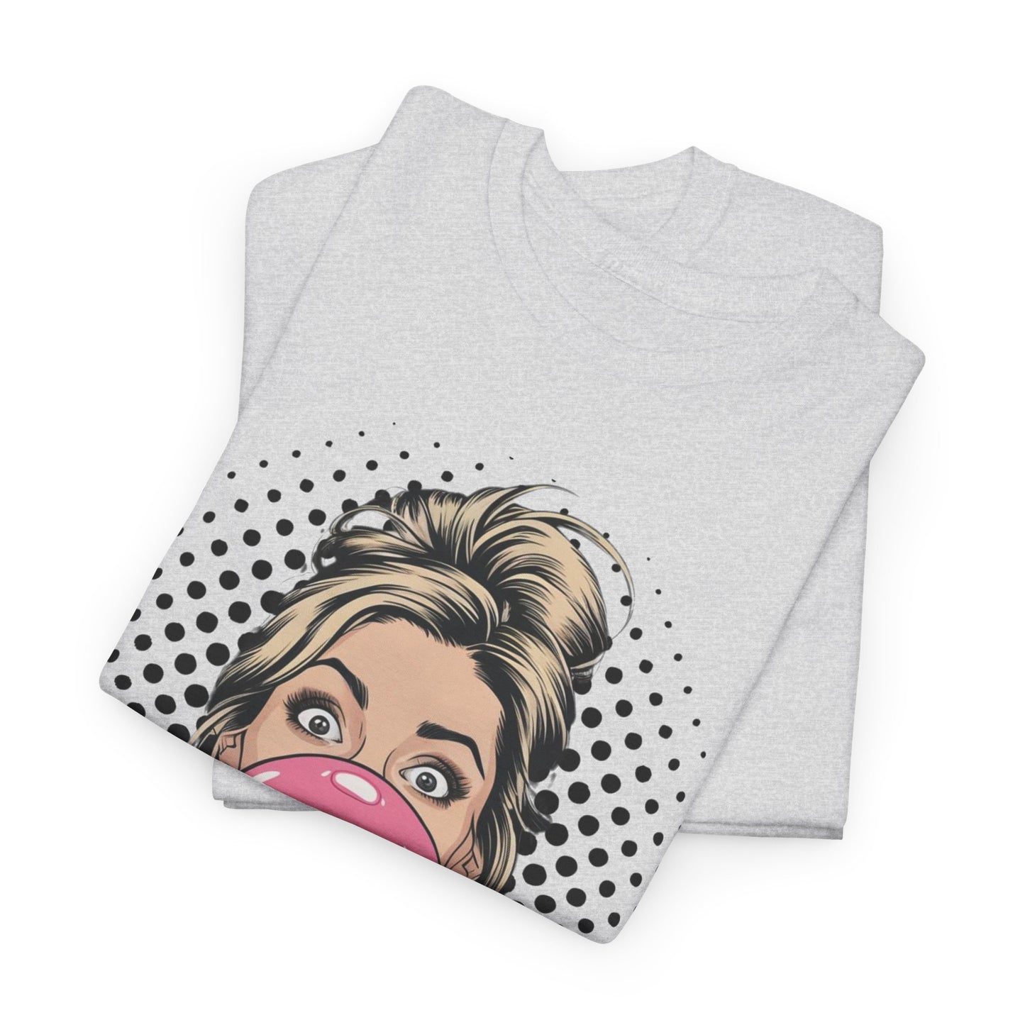 PopArt Girl Bubble Gum Bubble Tshirt unisex heavy cotton